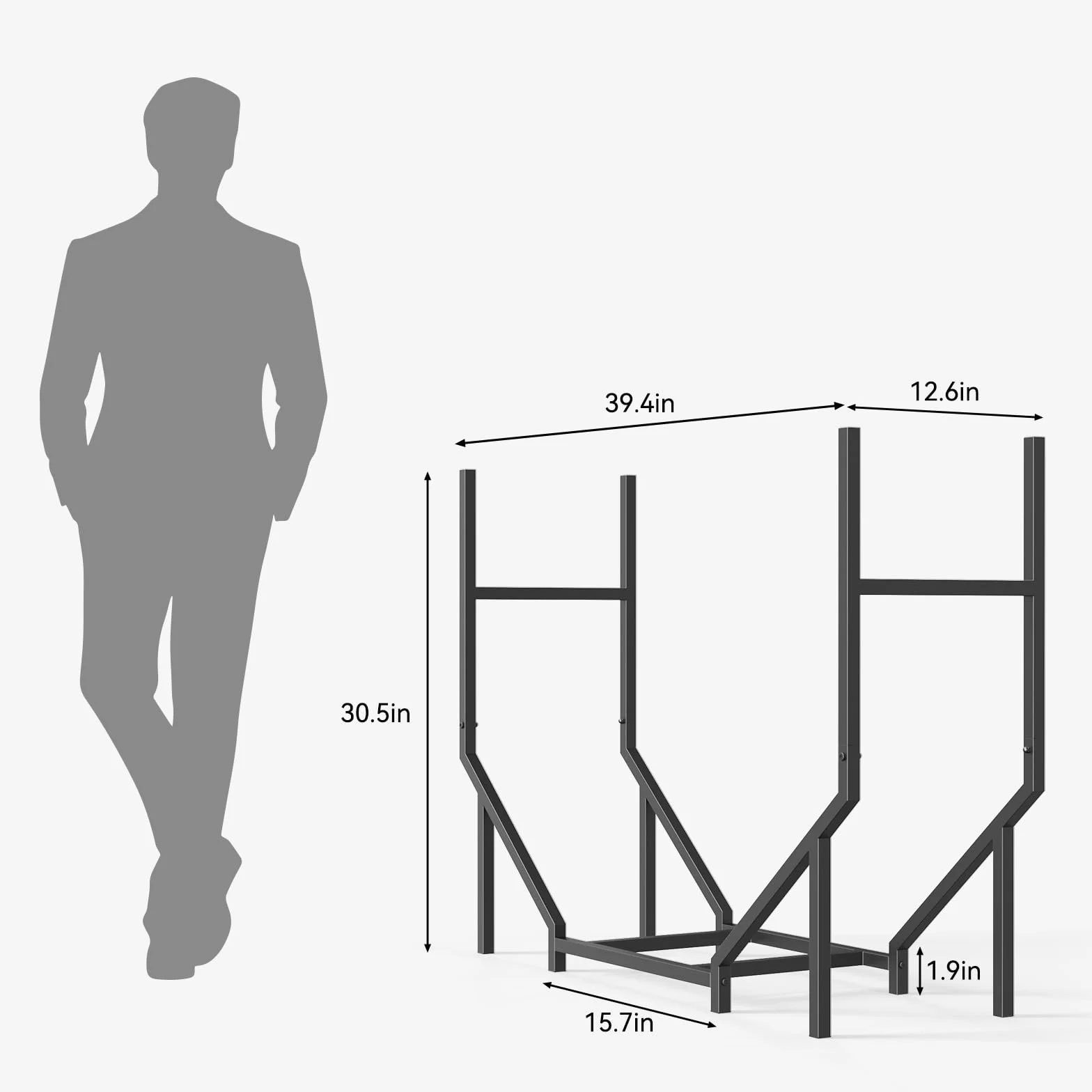 CADUKE Range-bûches d'extérieur 1 m - Support de bûches en métal pour cheminée - Empileur et organiseur de bois
