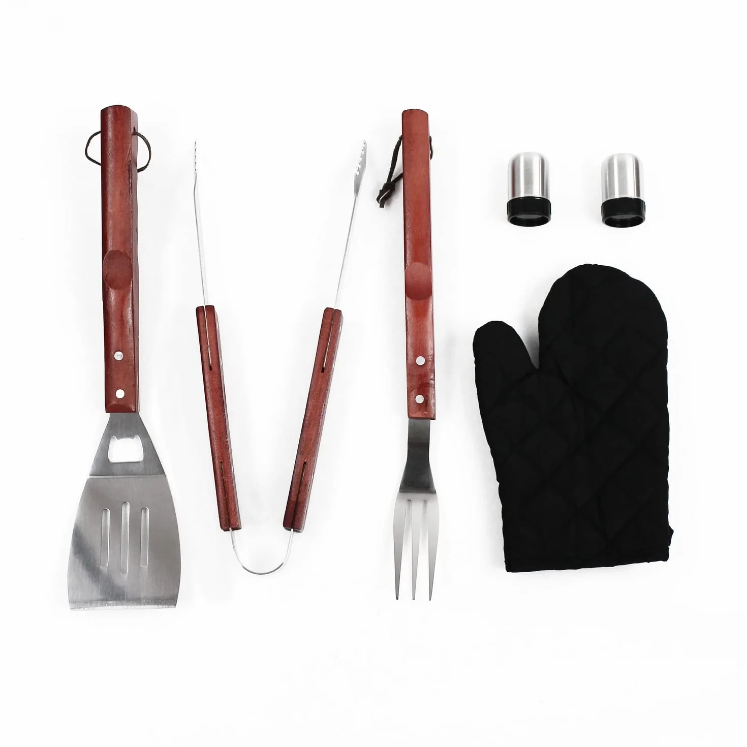 MasterCook Kit d'accessoires BBQ Professionnels en Acier avec Pince, Fourche, Spatule et Gant