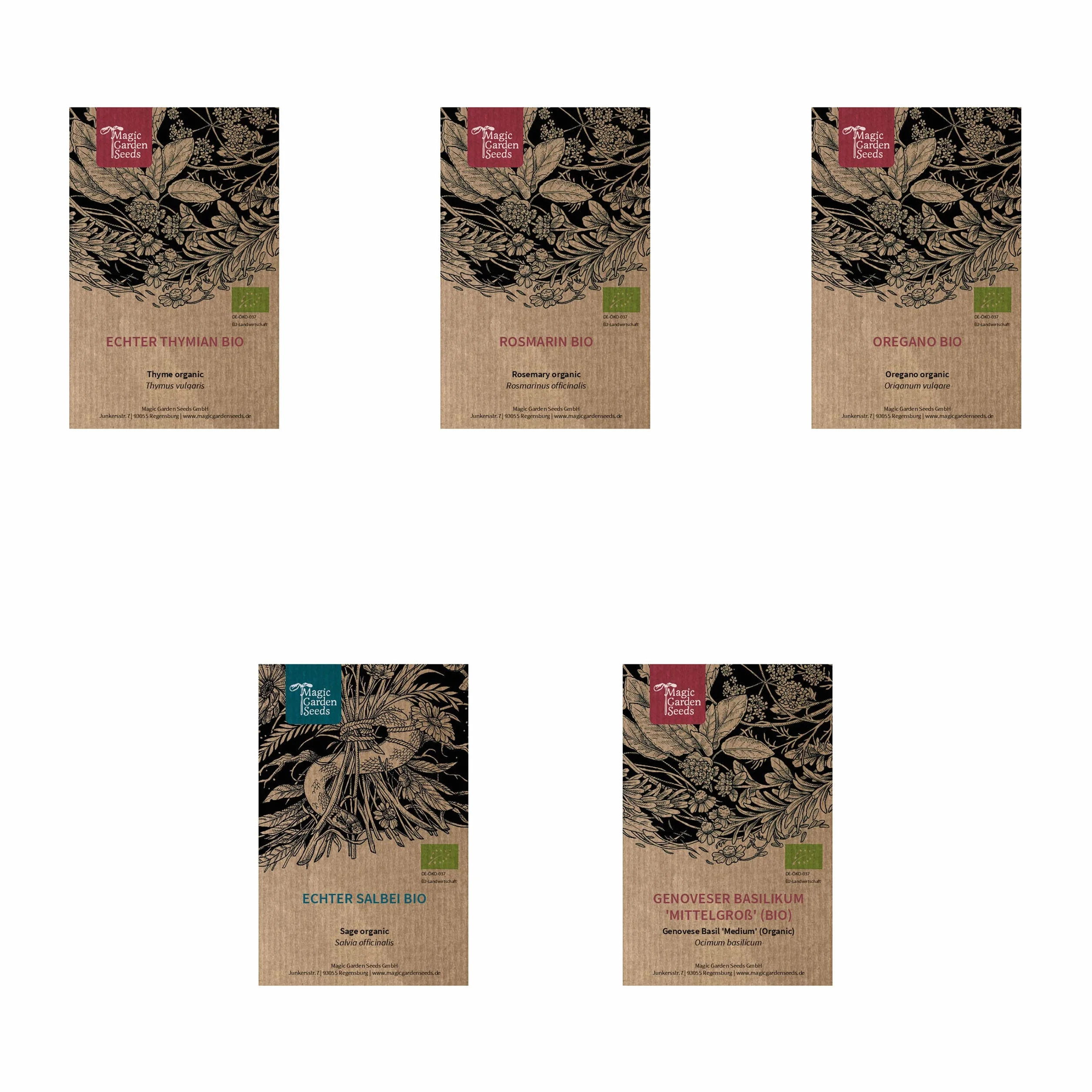 Herbes aromatiques méditerranéennes bio coffret cadeau semences 5 herbes du soleil