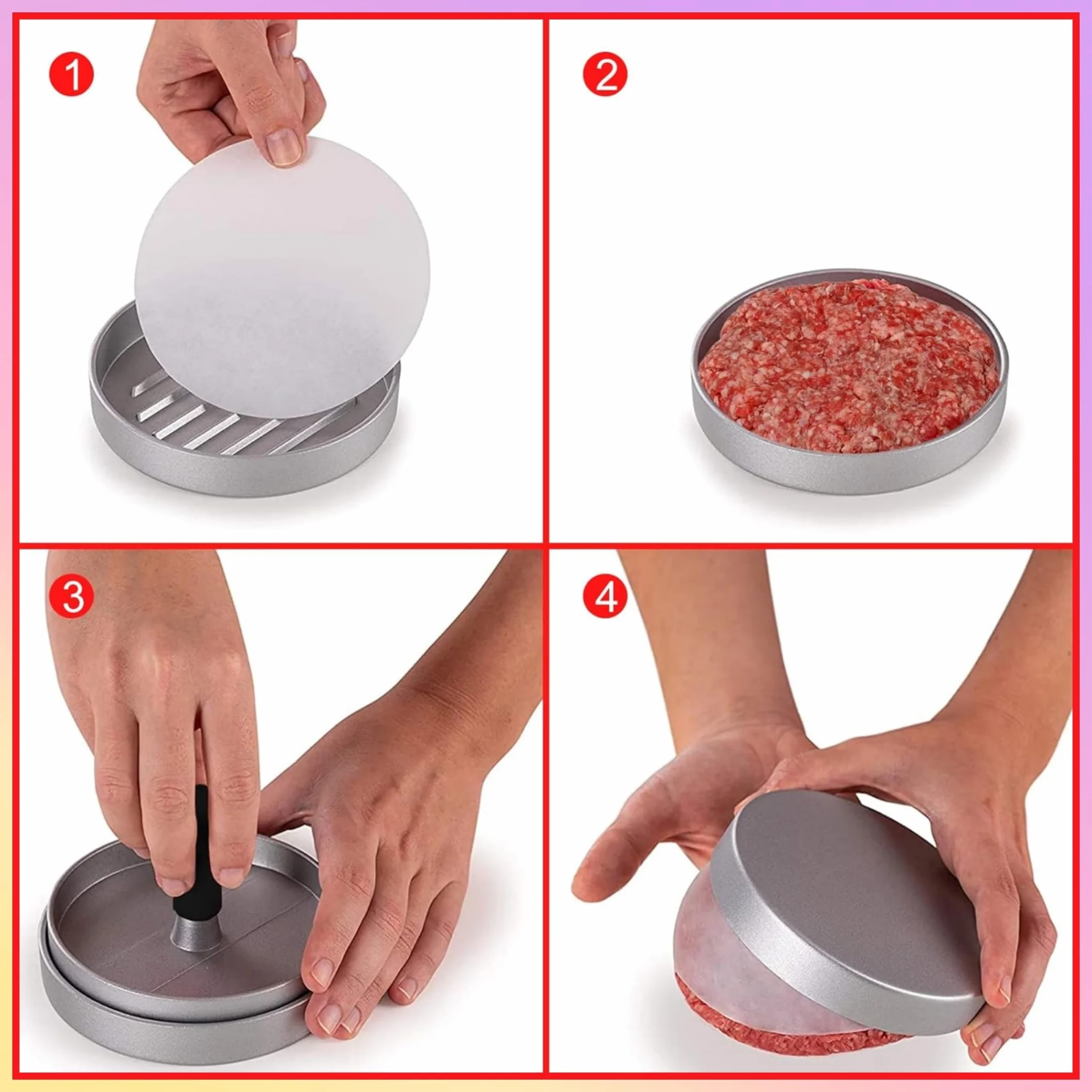 Presse à Steak Haché Antiadhésive en Aluminium pour Hamburger BBQ