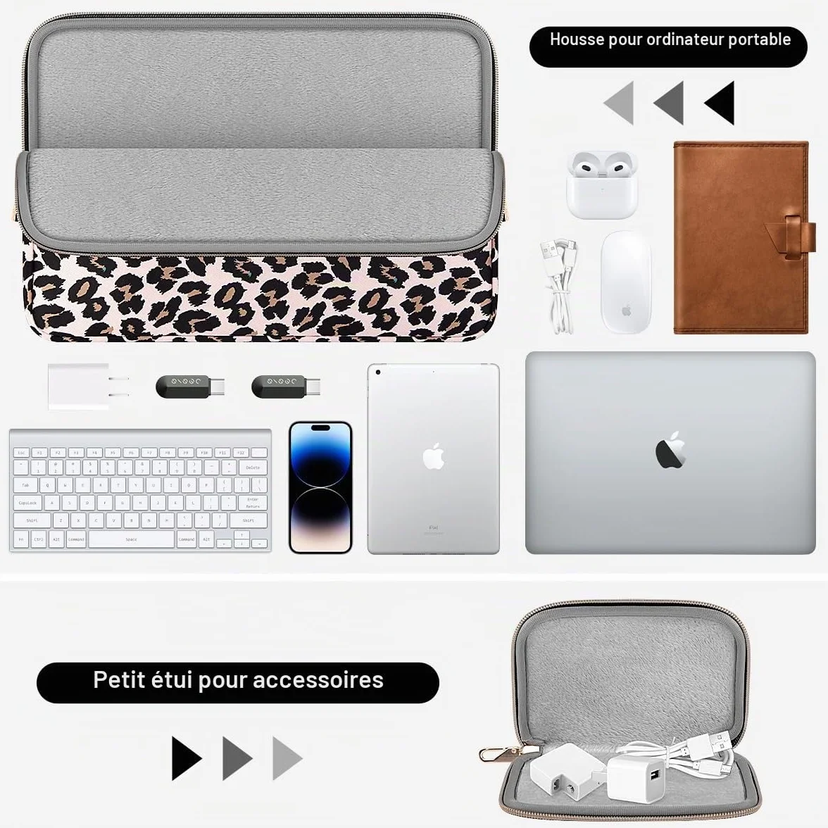 ARVOK Housse Ordinateur Portable 14 Pouces MacBook Air Pro 13 14 HP Dell Lenovo ASUS Acer Samsung Résistant Eau
