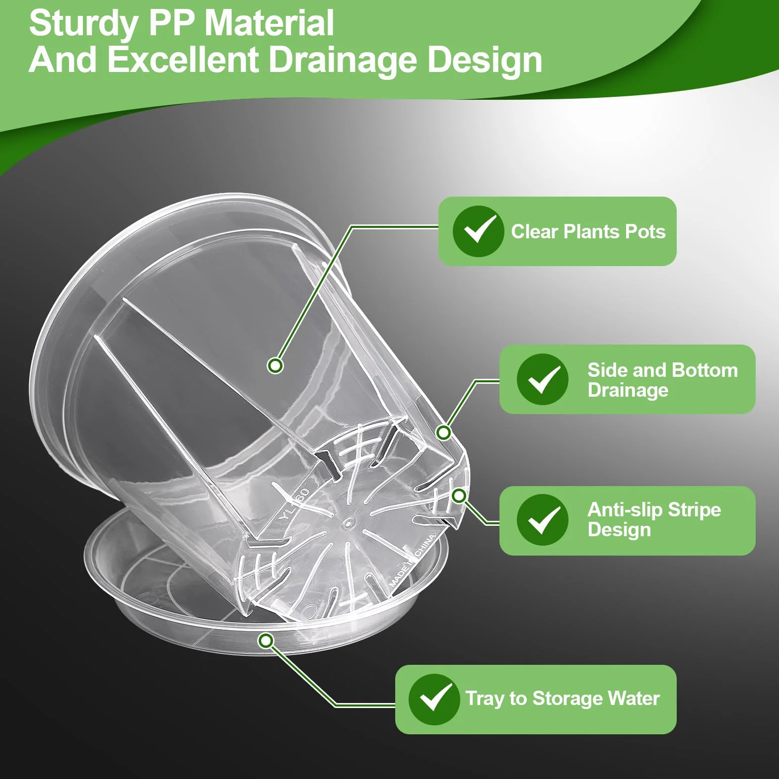 Pots Transparents avec Trou de Drainage, 10-16 cm, Renforcés avec Soucoupe, Pack Variété Plastique pour Semis