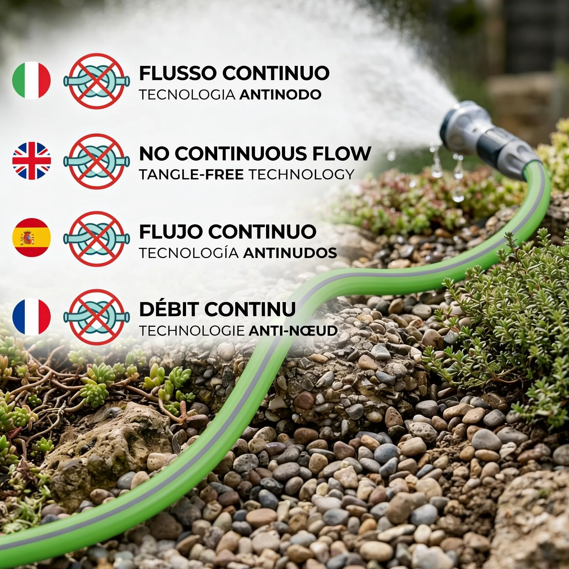 Idroeasy 30 Mètres - Tuyau d'Arrosage Extensible Tuyau d'Arrosage Anti Torsion, Eau Jardin Irrigation Pipe Anti-nœud