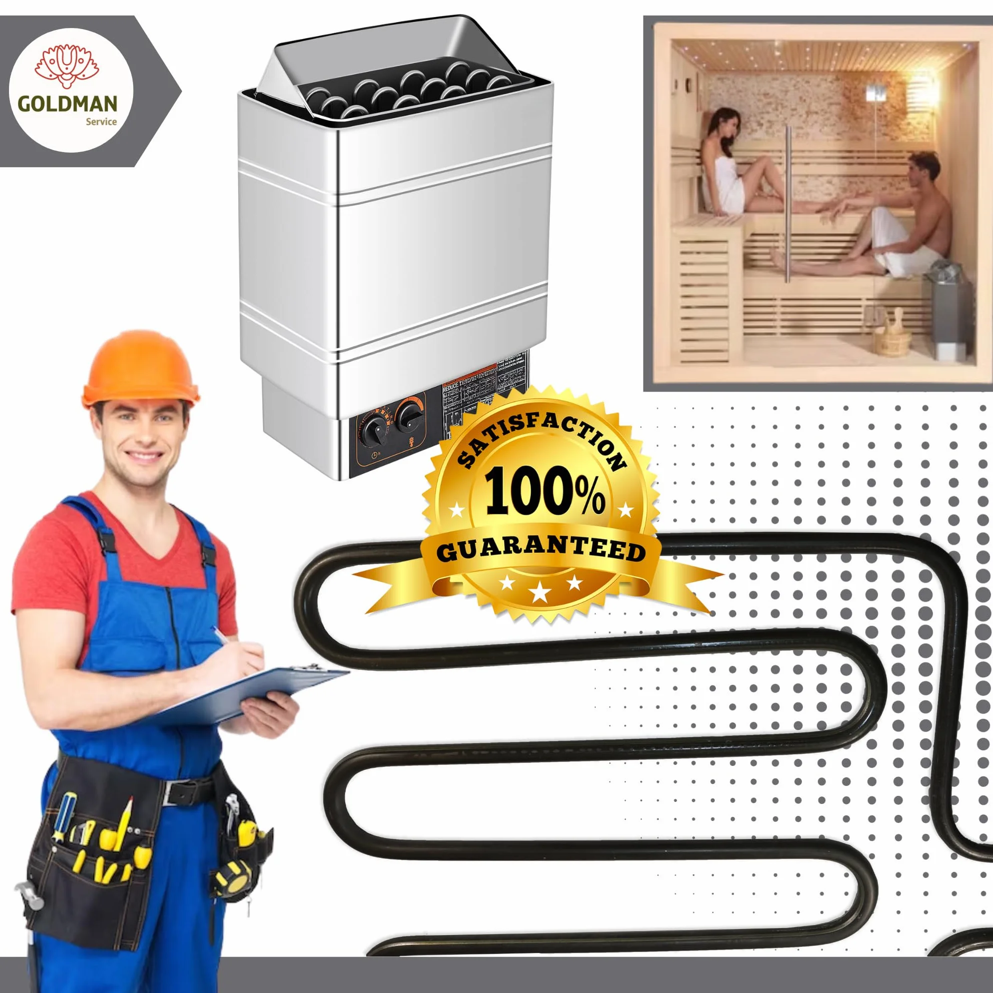 Résistance pour poêle à sauna 2000 W 300 x 330 mm compatible SPA hôtel