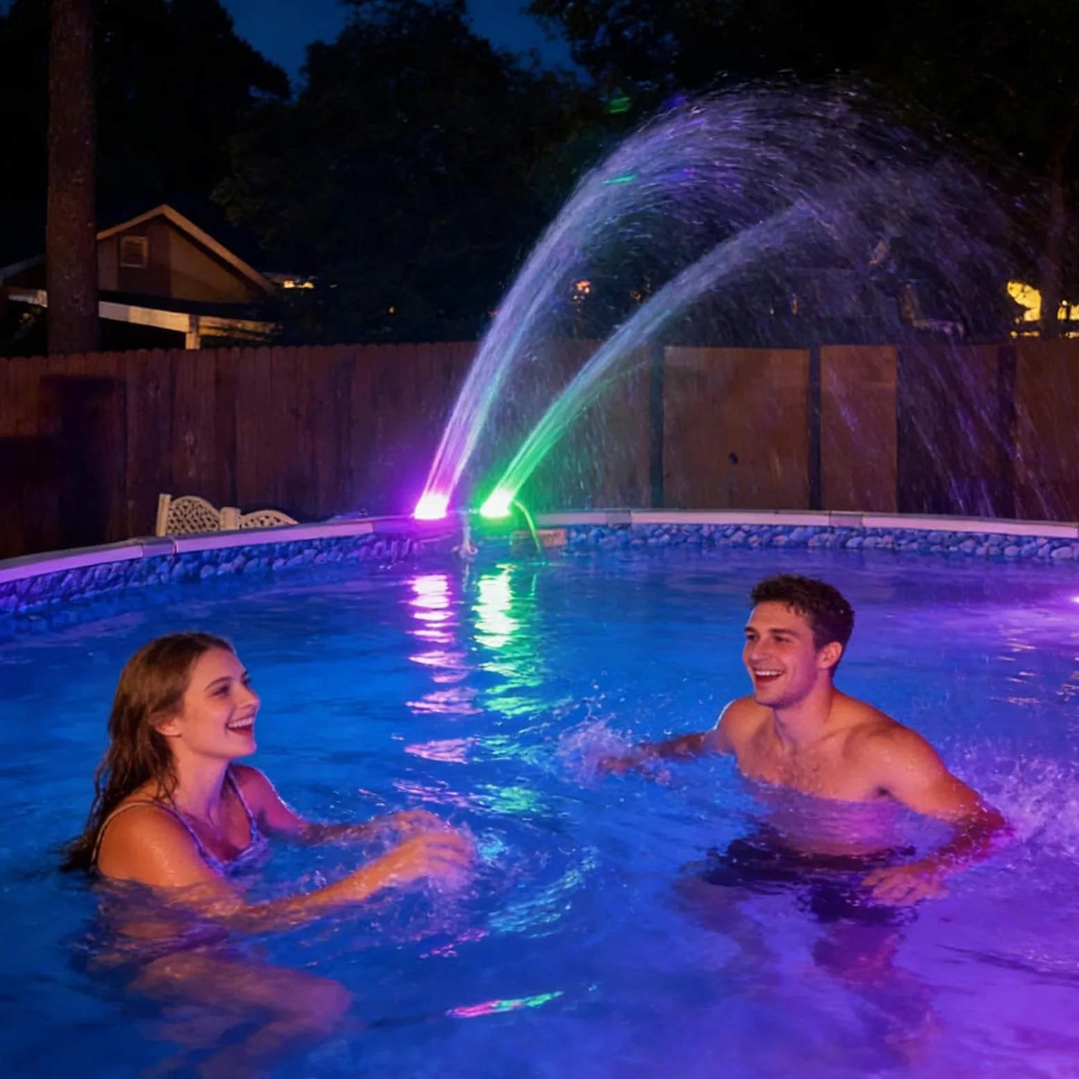 Fontaine Flottante pour Piscine d'eau Réglable avec Lumière | Pompe à pour Piscine pour Rafraîchissement et Détente, Bassin Hors-Sol Enterré, Jardin Extérieur Vacances d'Été
