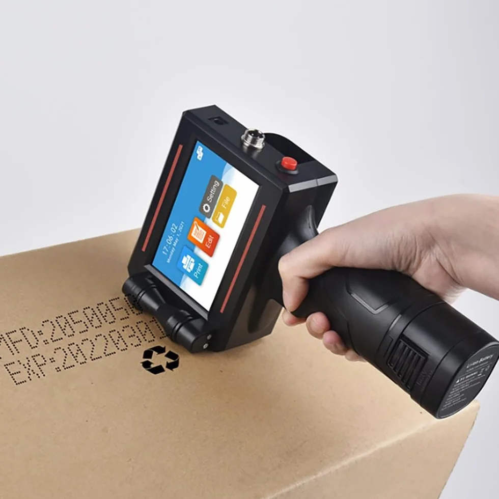 Imprimante À Jet d'encre Portable avec Écran Tactile HD 4,3 Pouces, Batterie Amovible pour Étiquette Date Code-Barres