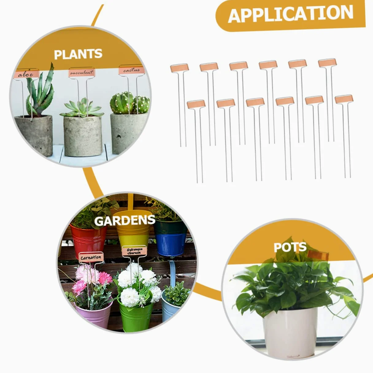 ibasenice Étiquettes à de pour en 20 Jardin Plantes Métallique et Cuivre Piquets Résistantes aux Intempéries en Fil D'acier Faciles Déplacer pour Potager
