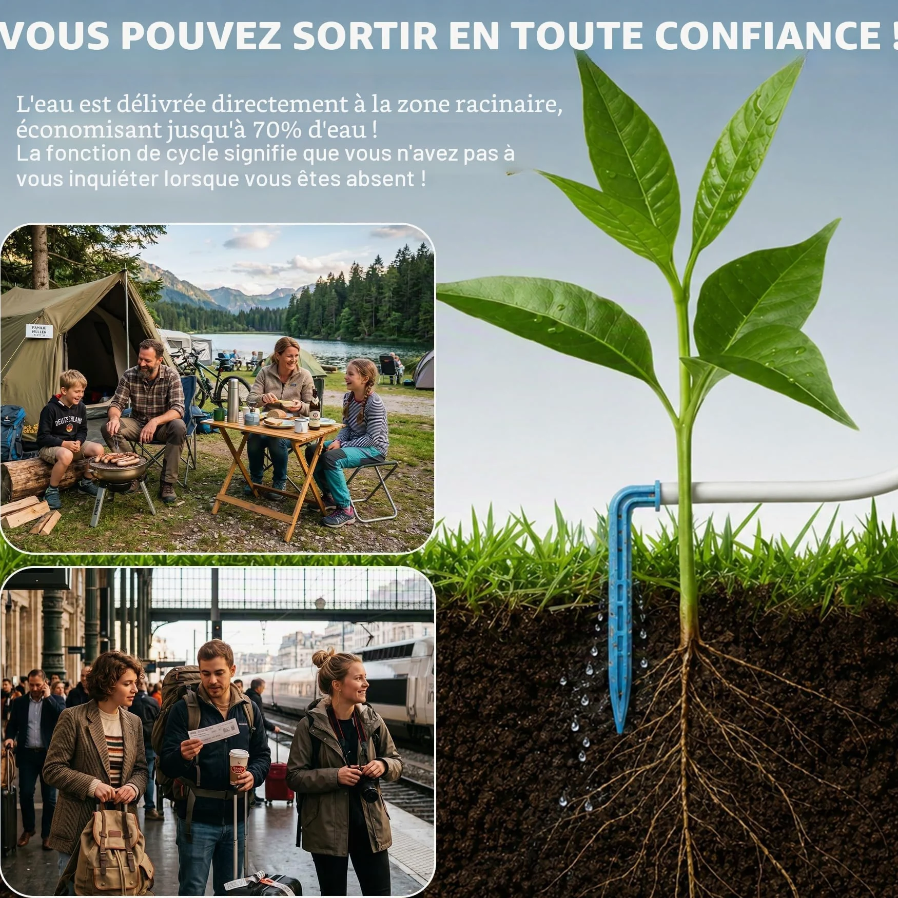 Système d'Arrosage Automatique Interieur Rechargeable Kit Arrosage Goutte à Goutte pour 15 Plantes en Pot Système d'Irrigation d'Intérieur pour Interieur, Balcons, Serre, Jardin