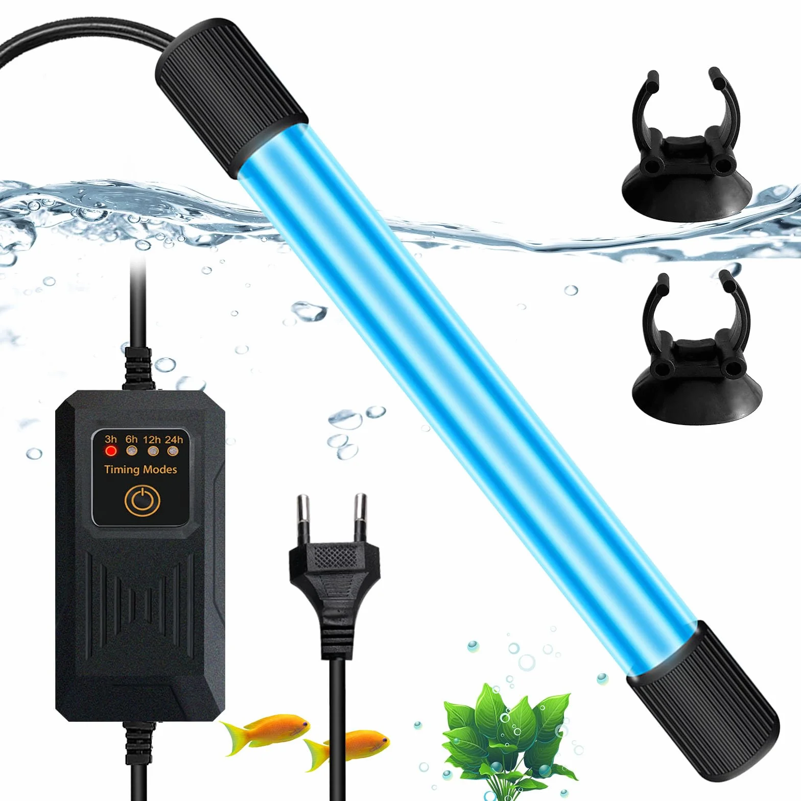 BORDEAG Stérilisateur UV Aquarium 9W Lampe UV pour Aquarium Fish Tank