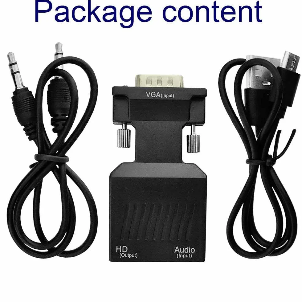 OcioDual Adaptateur VGA Mâle vers HDMI Femelle Convertisseur 1080p pour Ordinateur Portable TV