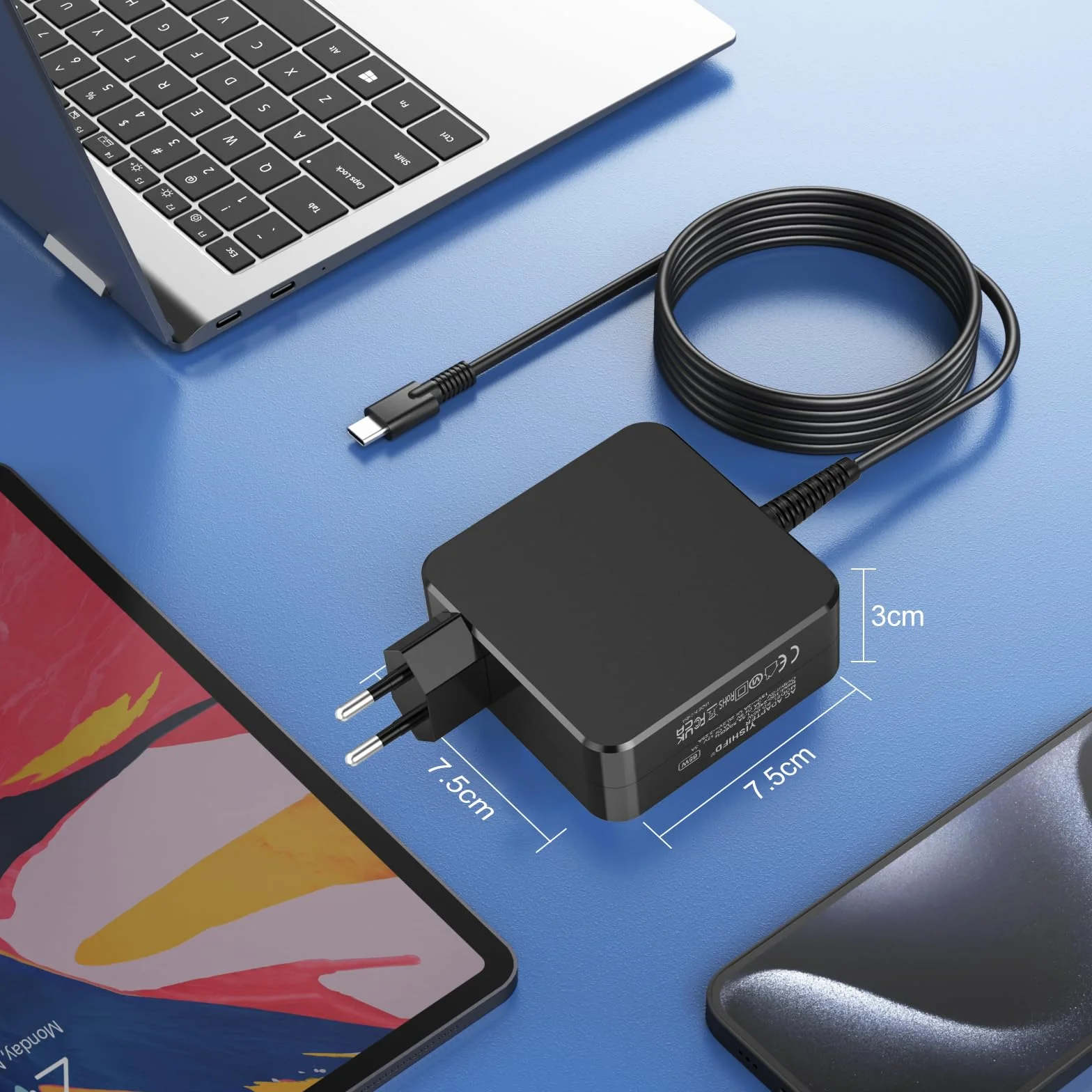 Chargeur USB C 65W pour ASUS Lenovo Thinkpad Yoga Huawei Matebook MacBook Pro Air HP Chromebook Acer Chromebook Google Samsung