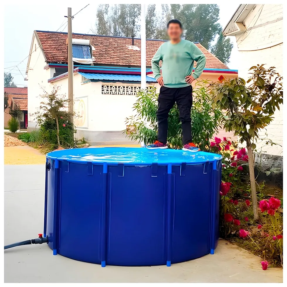 Bassin à poissons pliable en PVC pour carpes koï et aquatiques – Design rond épais durable pour une utilisation hors sol, idéal pour la décoration de jardin et les solutions d'irrigation