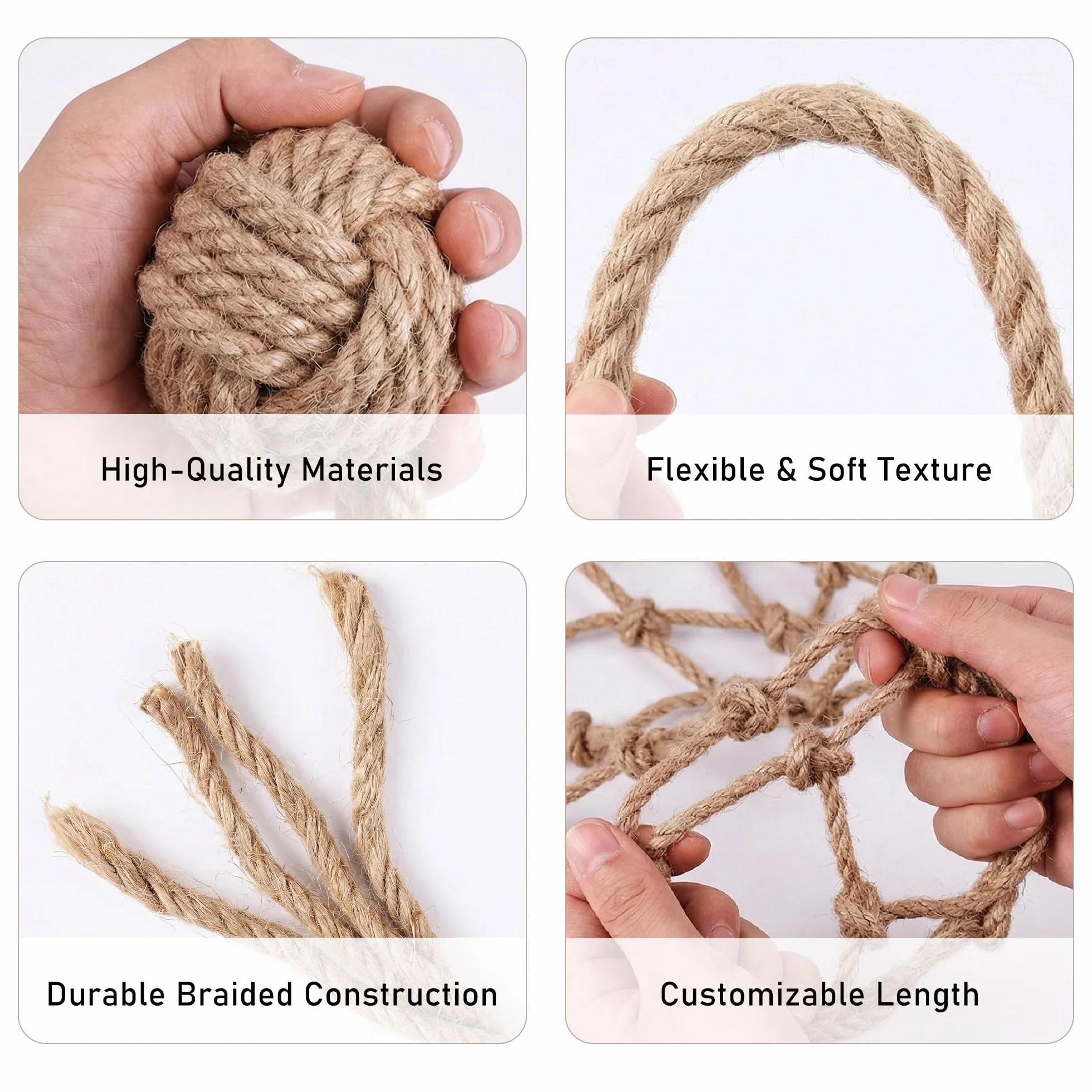 Filet de Jute pour Plantes 180 x 180 cm, Filet à Ramer Naturel pour Plantes Grimpantes et Tomates