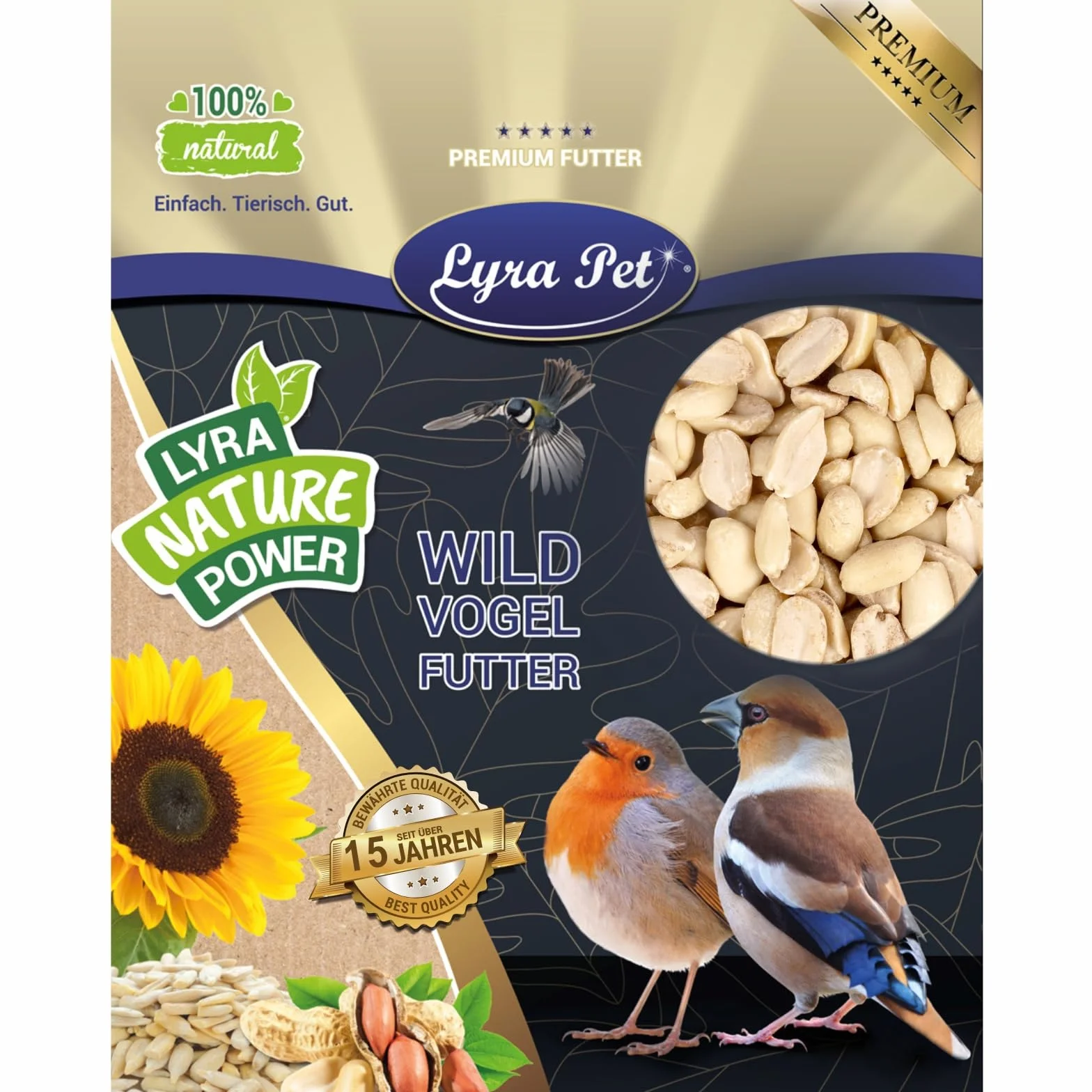 Graines de cacahuètes Demi-blanchies 25 kg Nourriture pour Oiseaux Sauvages sans Coque Source d'énergie