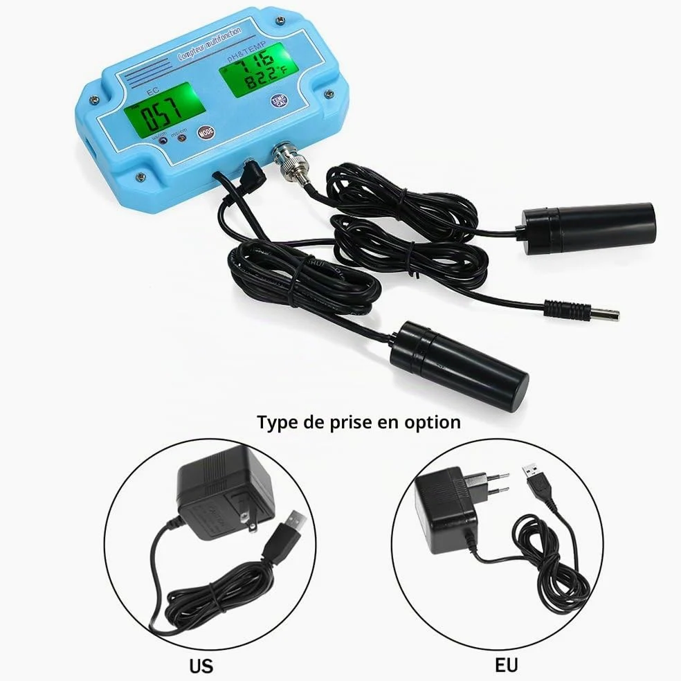 Irfora Professionnel 3 en 1 pH/CE/Temp Mètre Détecteur d'eau Multi-paramètre Numérique LCD Tri-Mètre Multi-Fonction Qualité de l'eau Moniteur Multiparamètre Qualité de l'eau Testeur