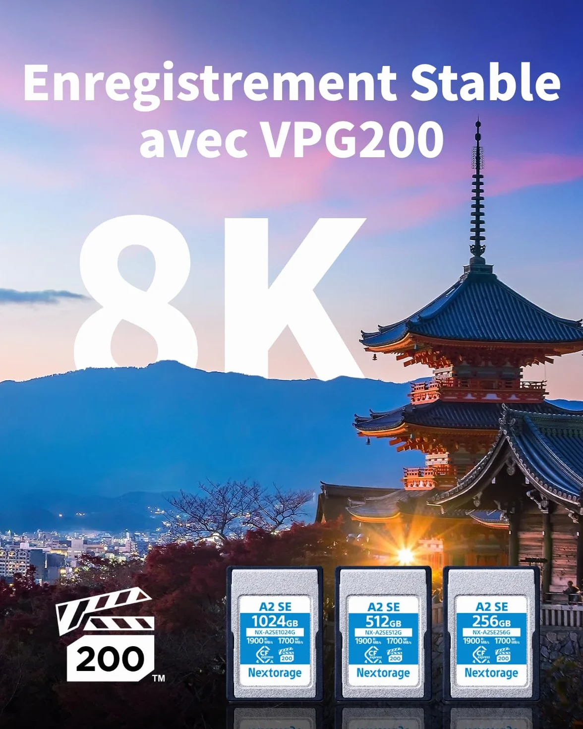 Nextorage CFexpress Type A 256Go Carte mémoire VPG200 Japonaise pour Sony Fujifilm A2SE NX-A2SE256G