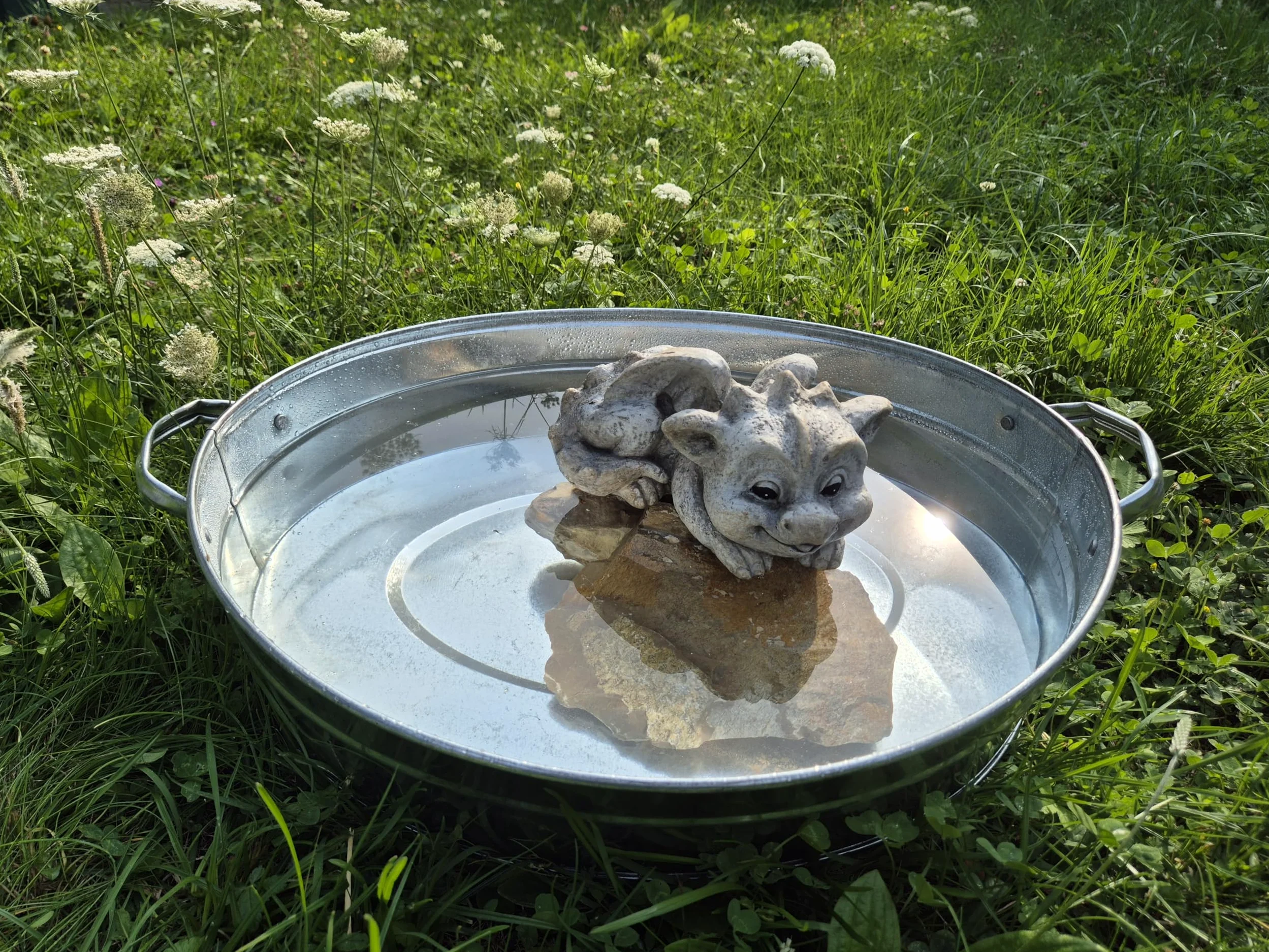 Bac galvanisé - Bol à planter - Décoration de jardin d'extérieur - Mini bassin d'eau - Décoration de balcon - 35 litres