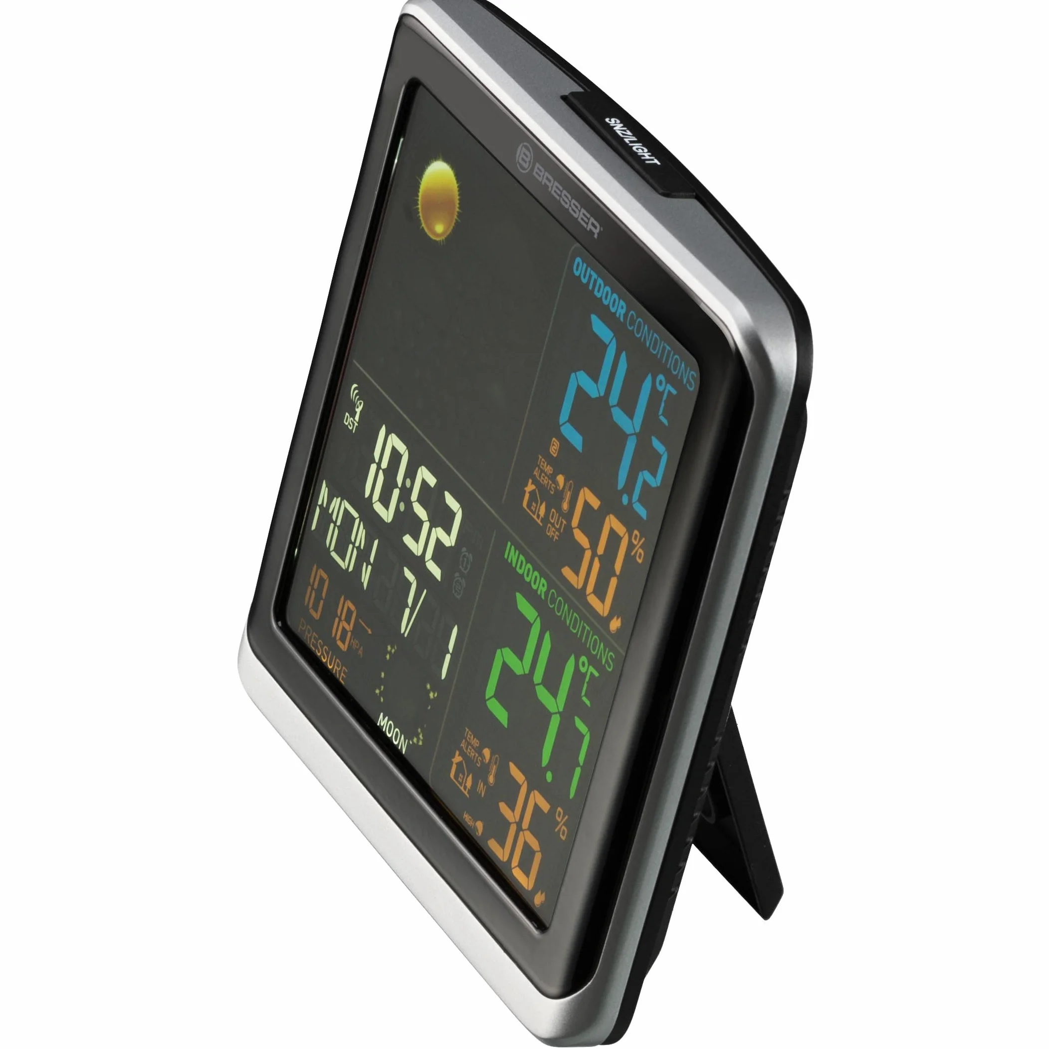 BRESSER Station Météo ClimaTemp avec Ecran LCD Argent et Noir | Bresser ClimaTemp TB Station météo sans fil avec écran couleur