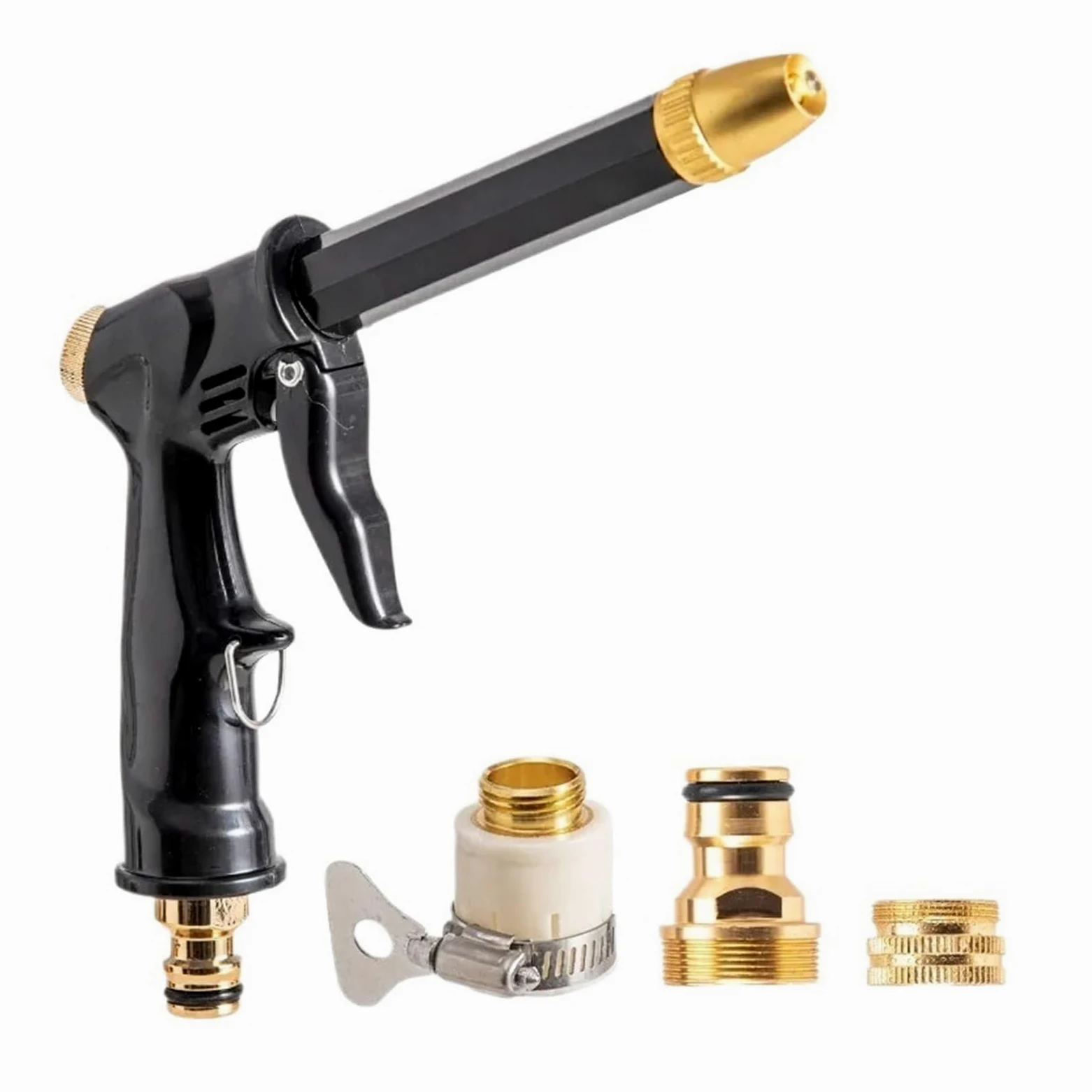 Pistolet d'arrosage avec embout multi-jets, Kit de nettoyage jardin Lance mousse buse réglable laveuse voiture portative jet à haute pression(Water Set)