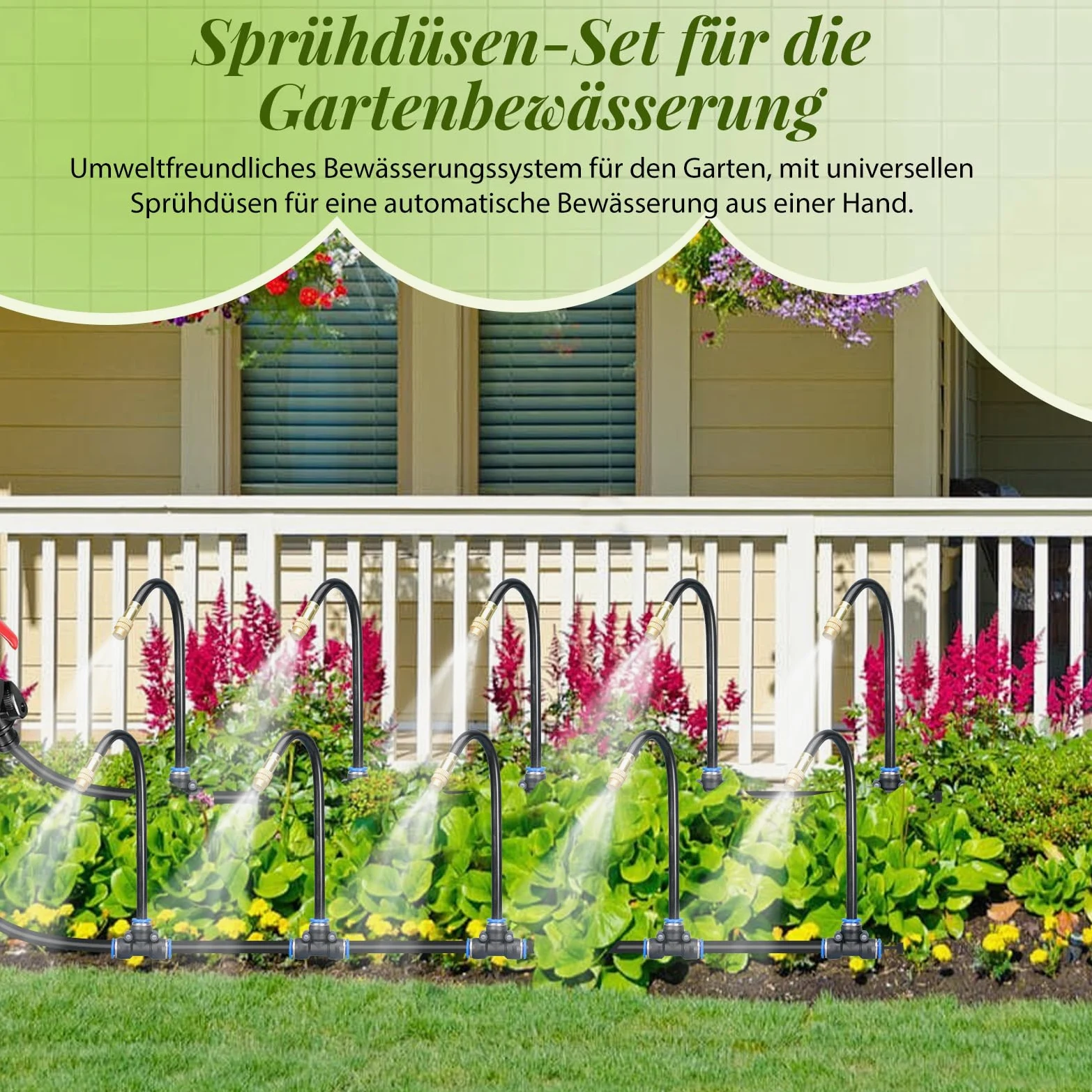 ACESOME Système d'arrosage de jardin, kit d'arrosage automatique de 20 m, tuyaux d'irrigation, irrigation goutte à goutte, micro goutte pour plantes en pot, plate-bande surélevée, terrasse, serre