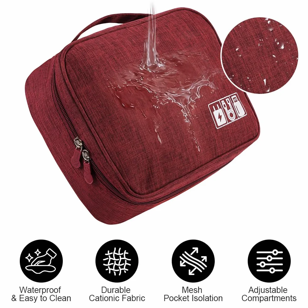 OFFCUP Sac de Rangement Câble Voyage avec Séparateur Réglable étanche Grande Capacité Bleu Marine