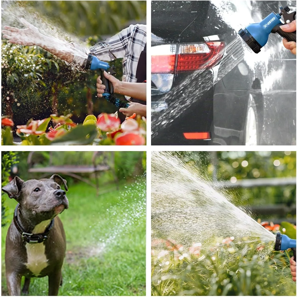 Tuyau d'Arrosage Extensible 30m/100ft, Tuyau Rétractable avec Adaptateur 1/2" et 3/4", 10 Modèles de Pulvérisation, pour Arrosage Jardin et Nettoyage