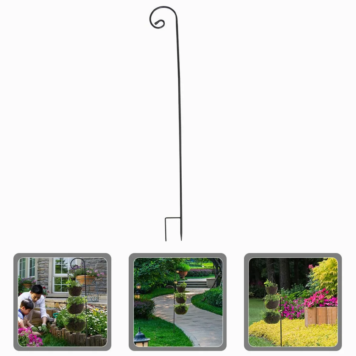 ibasenice Crochets en Fer Noir pour Suspendre Pots de Fleurs et Mangeoires à Oiseaux Résistants et Détachables Lot de 2 pour Balcon et Jardin