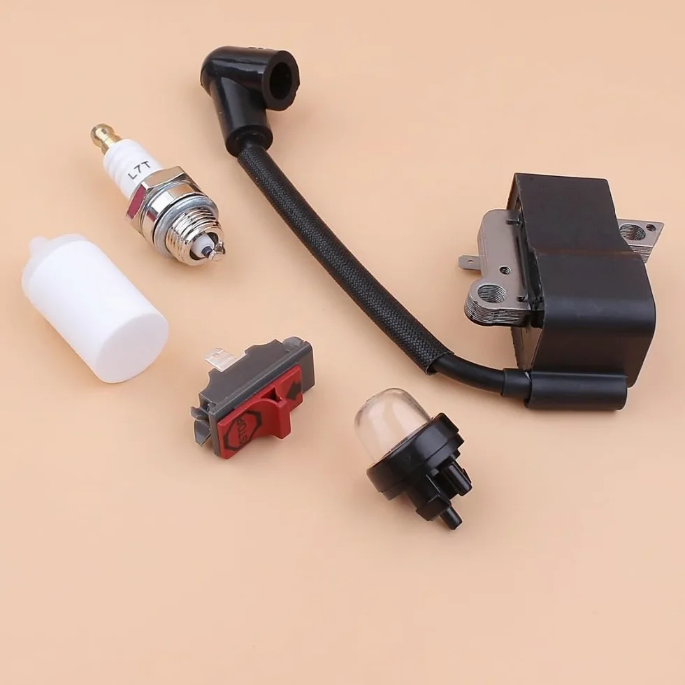 ROEDE Bobine d'allumage Interrupteur Marche/arrêt Bougie d'allumage Kit d'ampoule d'amorce adapté for Husqvarna 235R 232R 232L 240RJ débroussailleuse Tondeuse 537038501