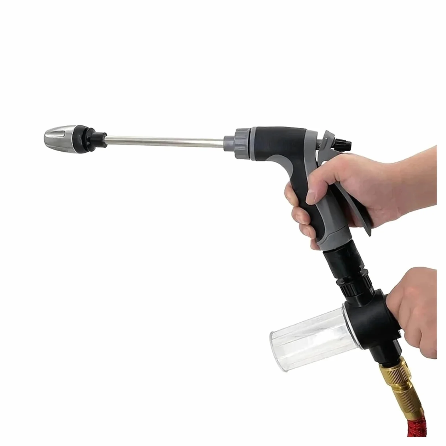 Pistolet d'arrosage avec embout multi-jets, Buse de tuyau d'arrosage lavage voiture Lance mousse pulvérisation rotative à haute pression d'eau 360(Water Set)
