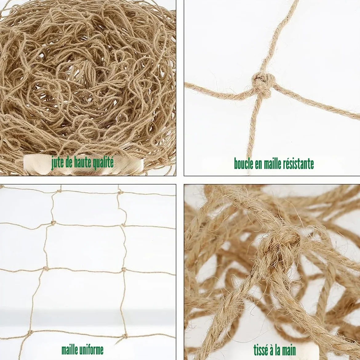 Filet de Jute 2m x 10m pour Soutien des Plantes - Treillis Écologique Biodégradable Compostable pour Jardin