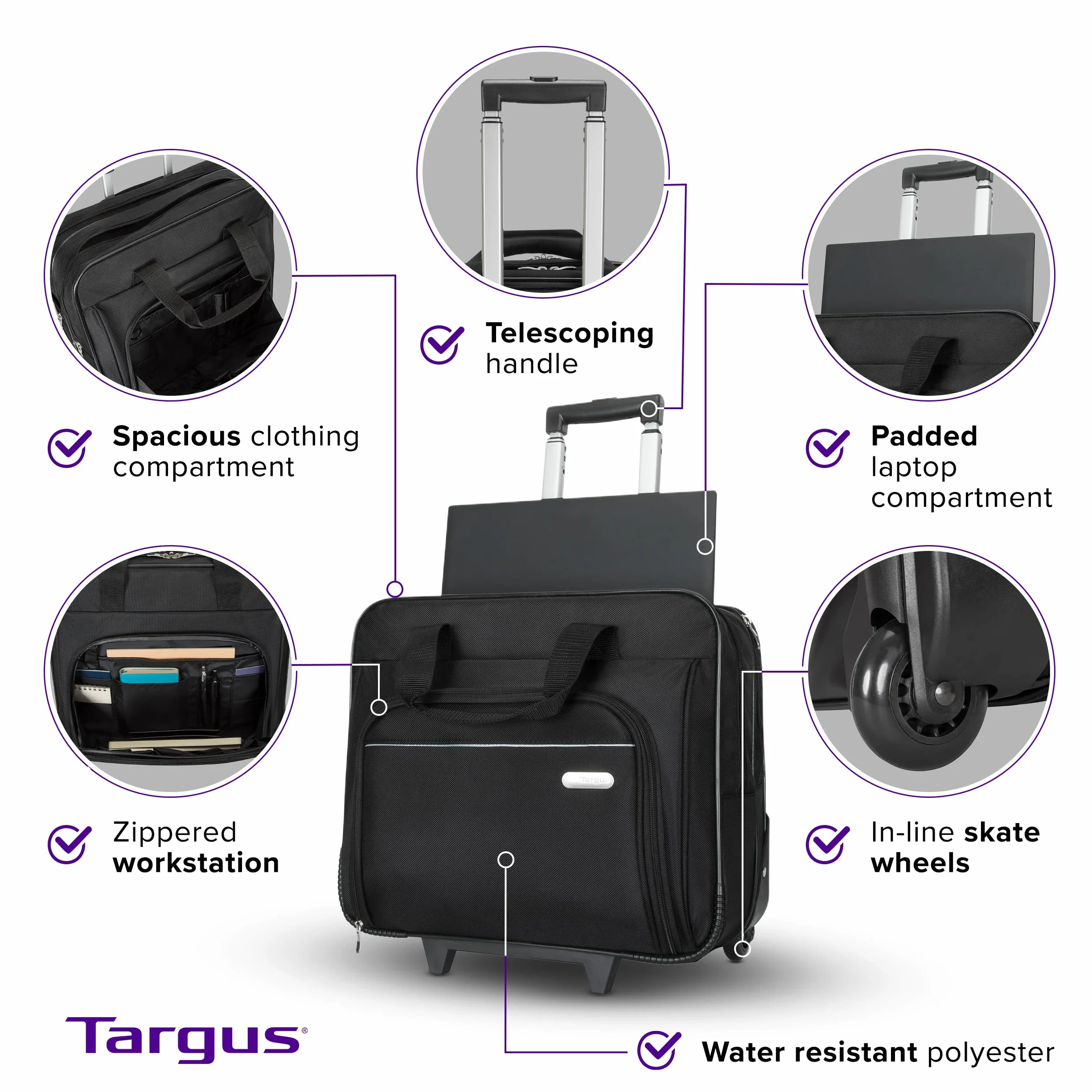 Targus Sacoche à roulettes Executive 15,6 Pouces Ordinateur Portable Noir TBR003EU