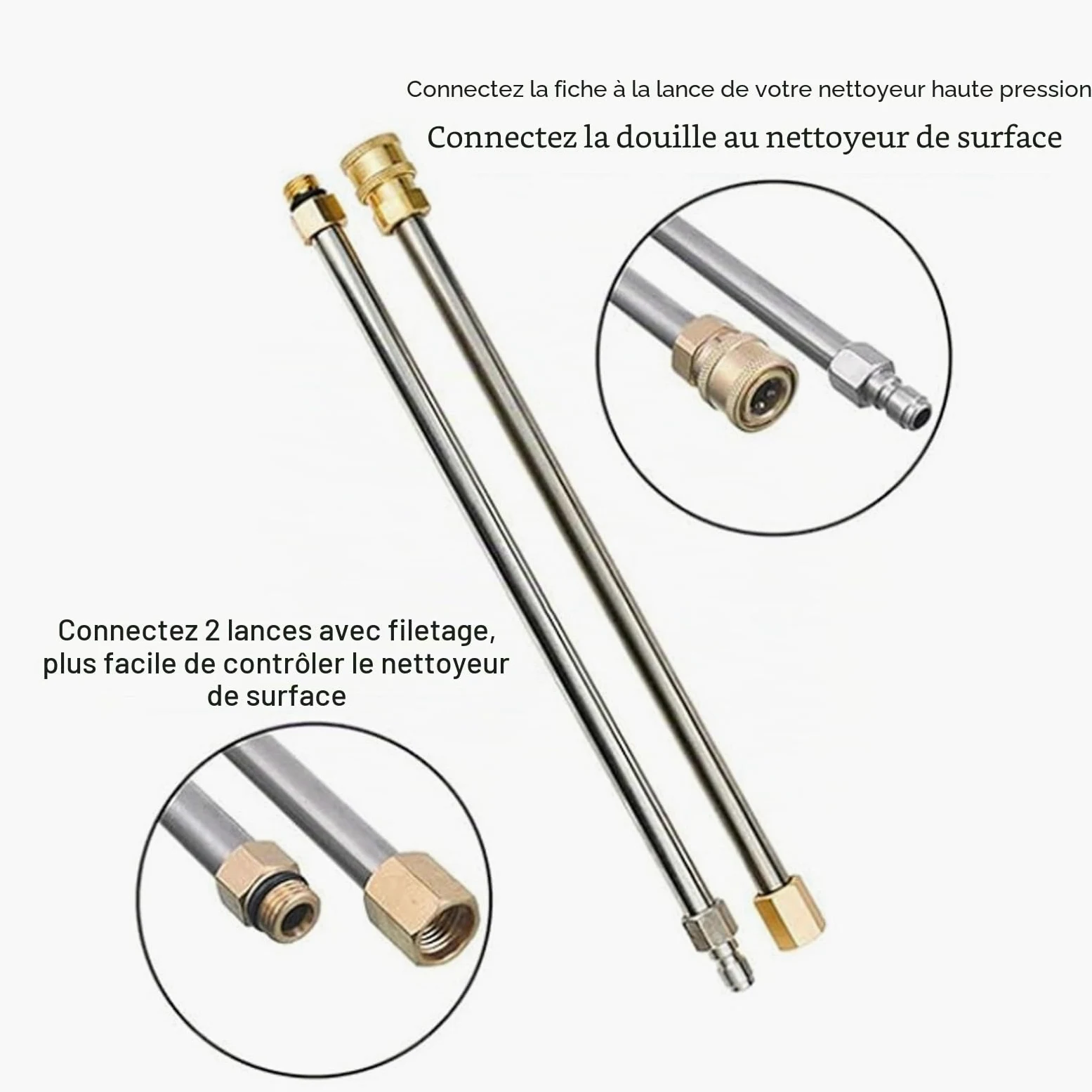 Nettoyeur de pour Nettoyeur Haute Pression de 13 Pouces, Accessoire de Laveuse électrique en Acier Inoxydable pour Le Nettoyage des Allées, des Trottoirs et