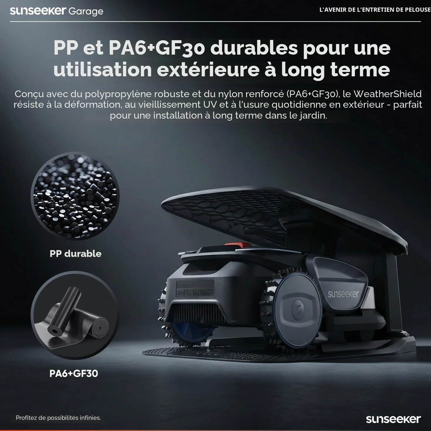 Sunseeker Garage pour Tondeuse Robot S4 – Résistant aux UV, Protection Toutes Saisons, PP + PA6+GF30 Construction Durable