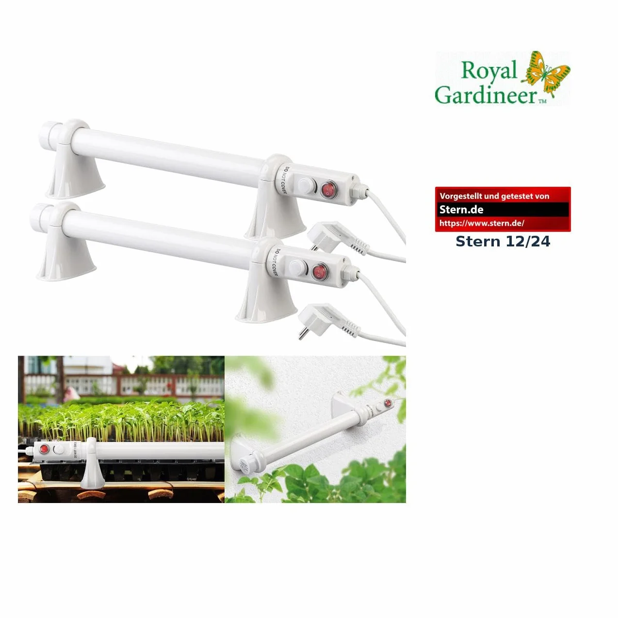 Royal Gardineer radiateurs tubulaires électriques 55 W pour serre de jardin
