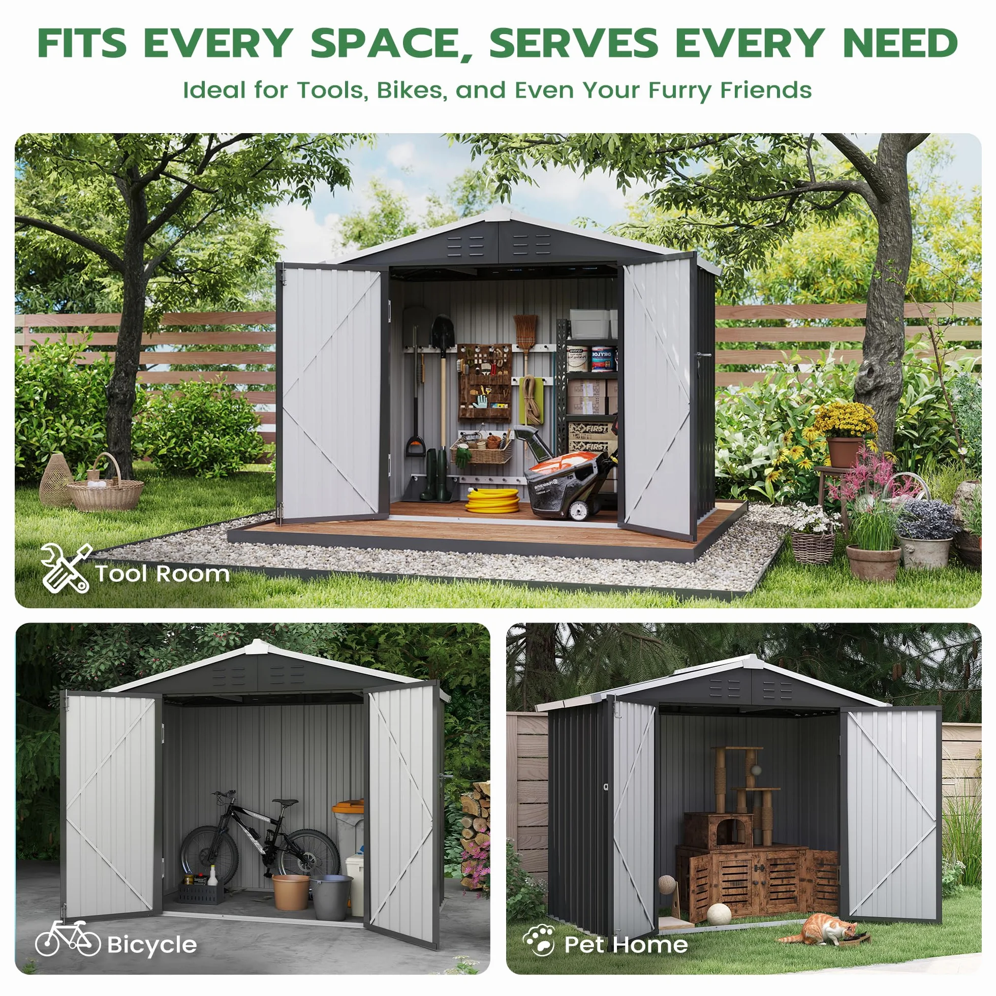 Amopatio Abri de Jardin Metal 196 x 119 x 185cm Cabane de Jardin Exterieur Acier galvanisé Noir