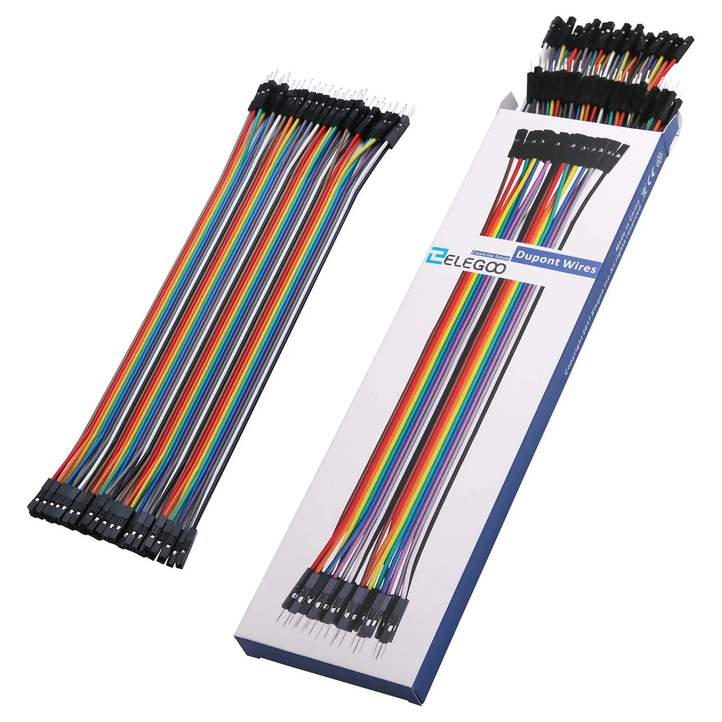 ELEGOO Lot de 120pcs Câbles Dupont 28AWG 20cm 3 en 1 Mâle/Femelle pour Arduino Mega 2560 Nano