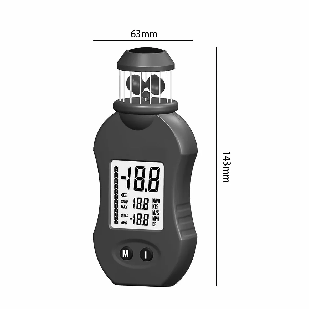 Anémomètre numérique, anémomètre Multifonctionnel, anémomètre Portable HP-876 0,7-42 m/s, Compteur de Vitesse de l'air avec Boussole, Compteur de Vitesse du Vent