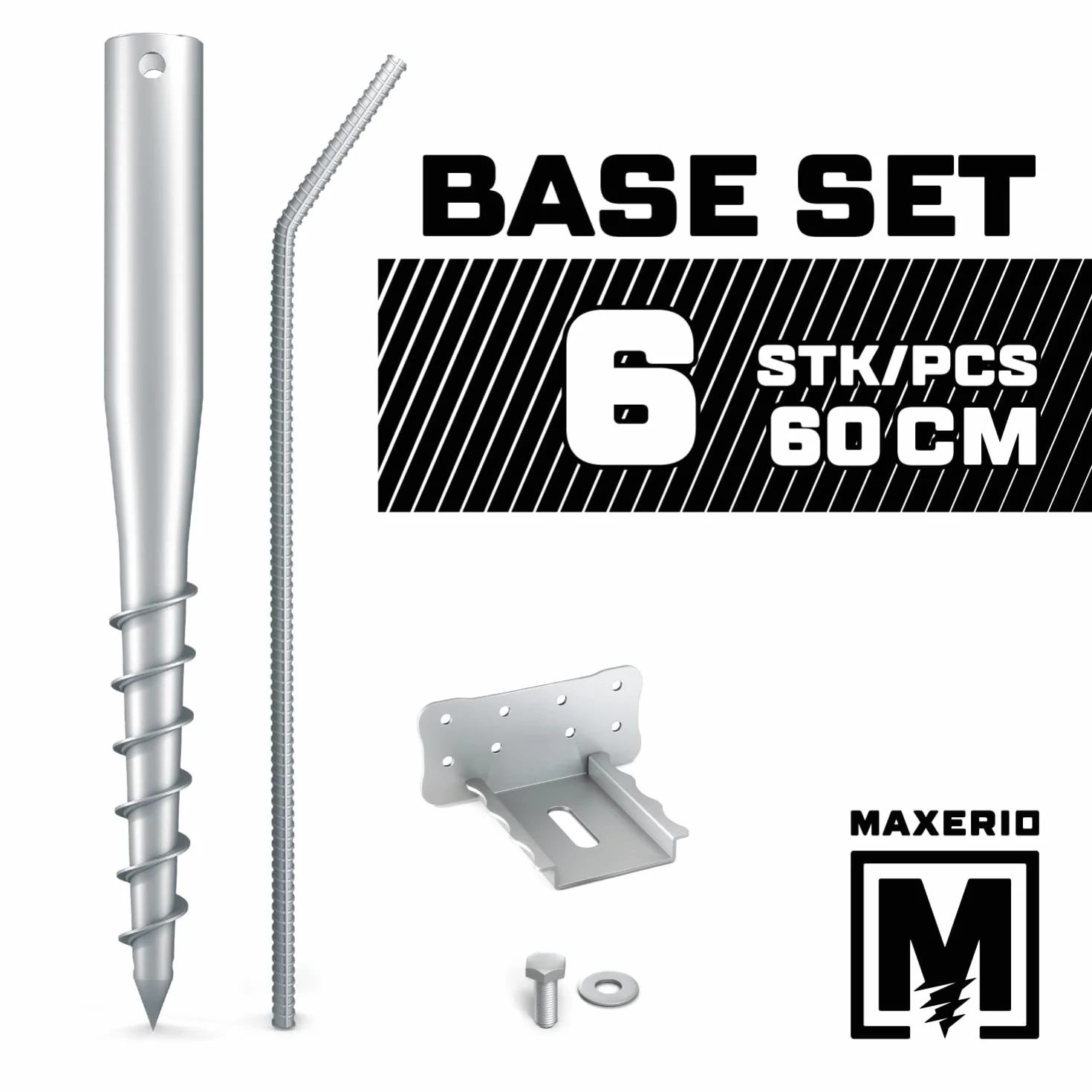 Fondation à vis 60 cm Base-Set 6er M12