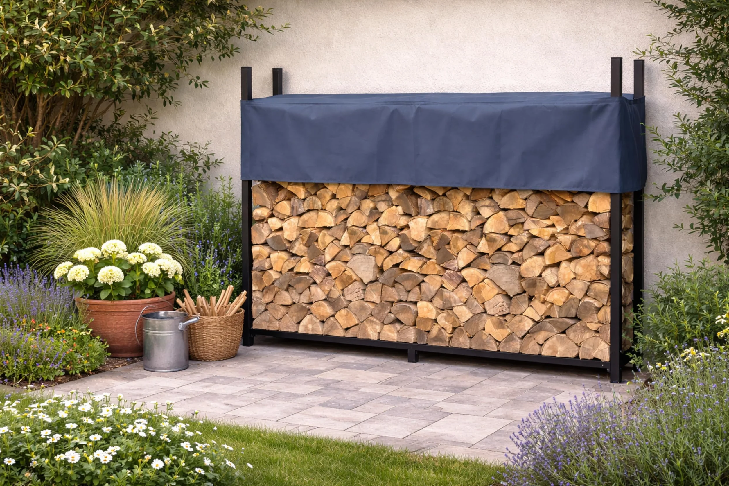 Étagère en métal pour Bois de cheminée Gris Anthracite 200 x 25 x 115 cm QUICK STAR