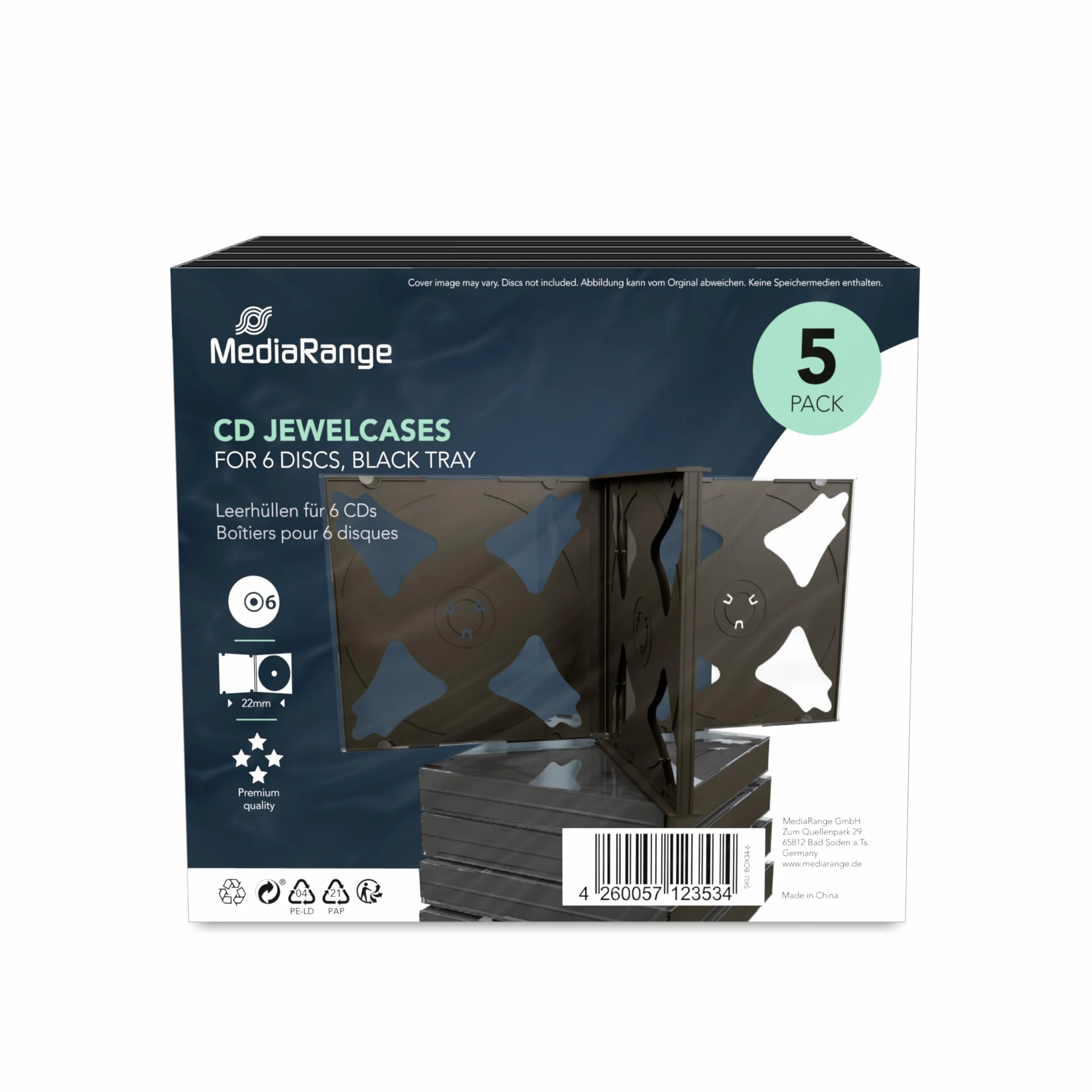 Boîtier Crystal épais pour 6 CD, 5 pièces