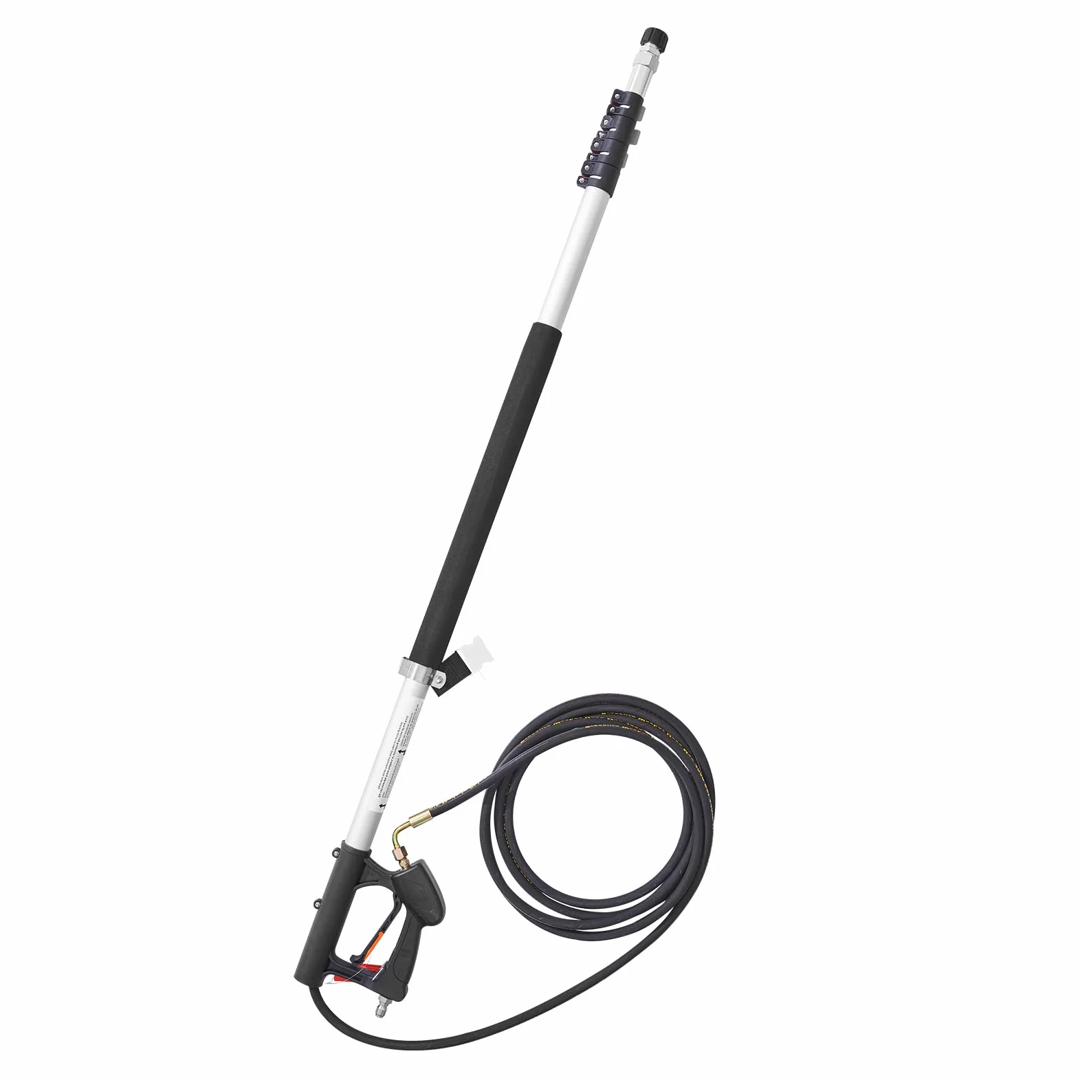 VEVOR Lance Télescopique pour Nettoyeur Haute Pression 6358 mm, Baguette Pulvérisation Télescopique 4000 psi avec Rallonges, Tête Brosse, Coupleur Pivotant, 7 Buses, Harnais de Support, pour Gouttière