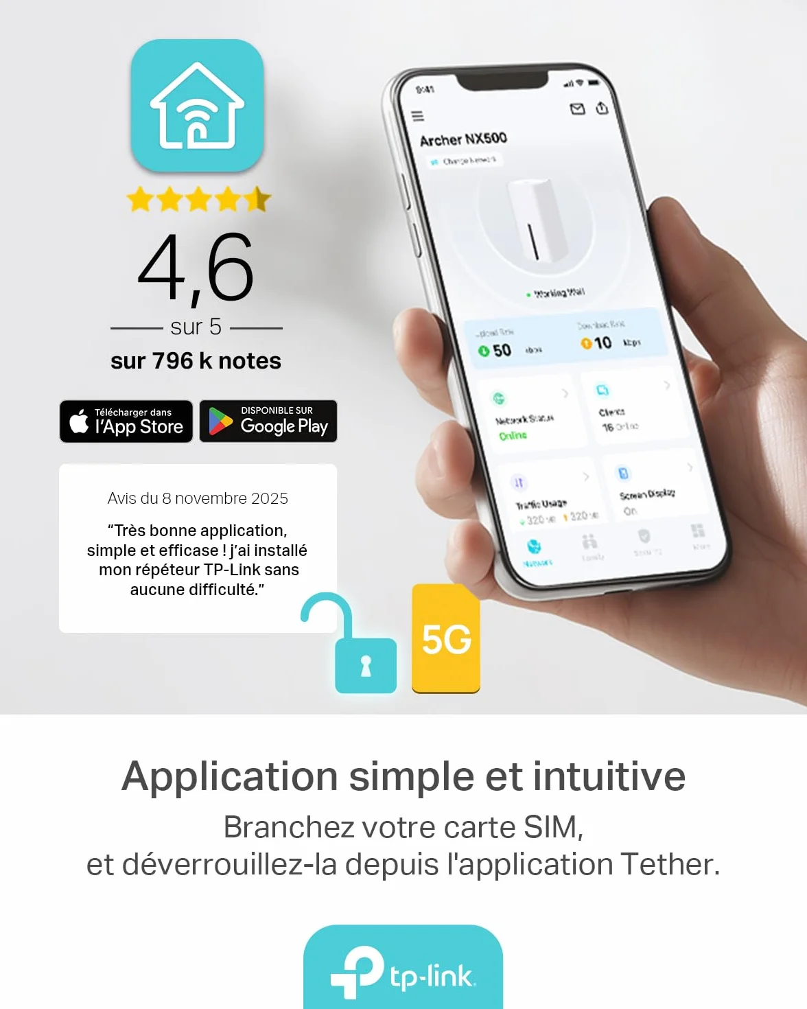 TP-Link Archer NX500 Routeur 5G Wi-Fi 6 AX3000Mbps Bi-Bande Gigabit EasyMesh