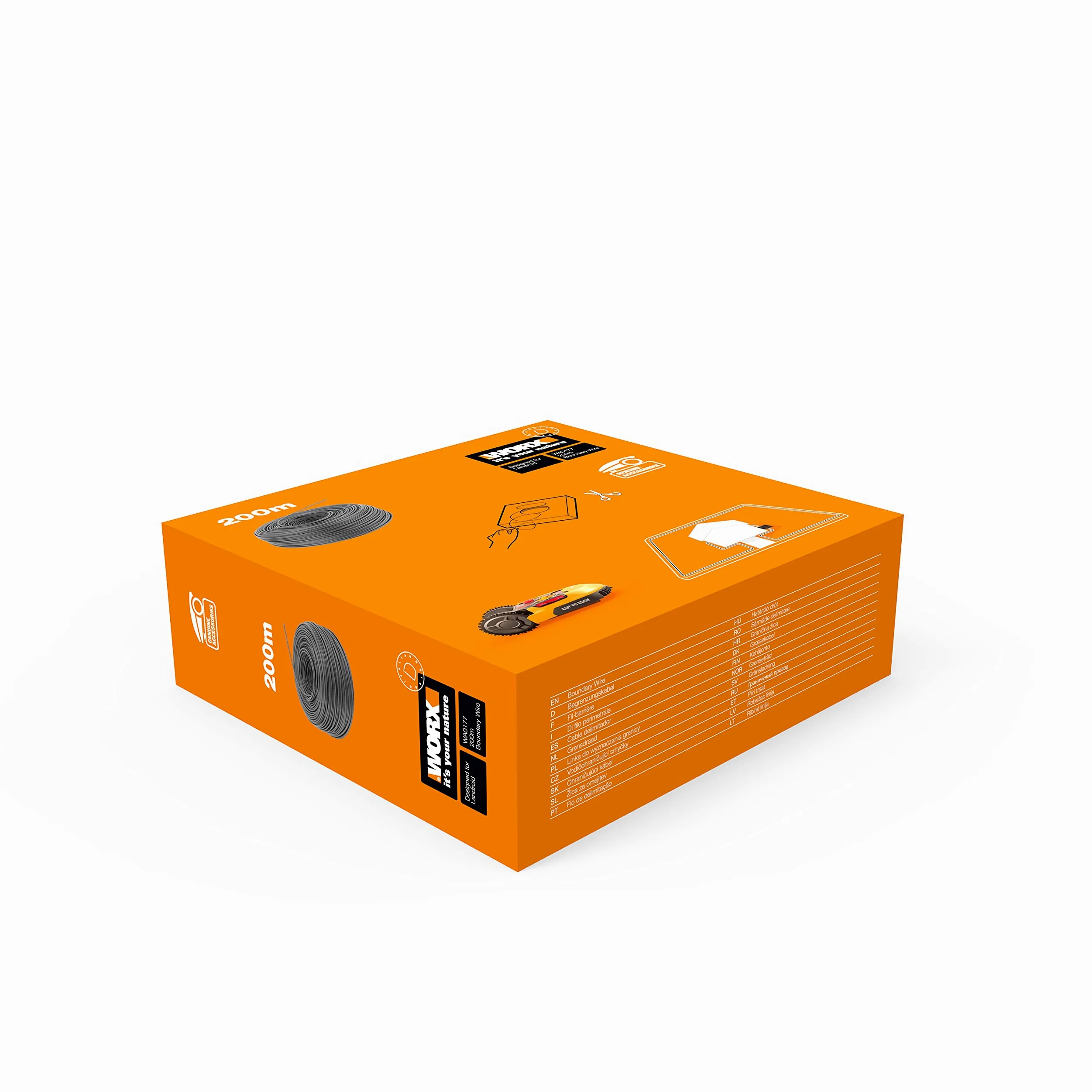 WORX - Bobine de câble périphérique - 200 mètres - WA0177 & Lot De 100 Piquets De Fixation Pour Cbles Périphériques - WA0179 - Accessoires Pour Tondeuses Robots WORX LANDROID