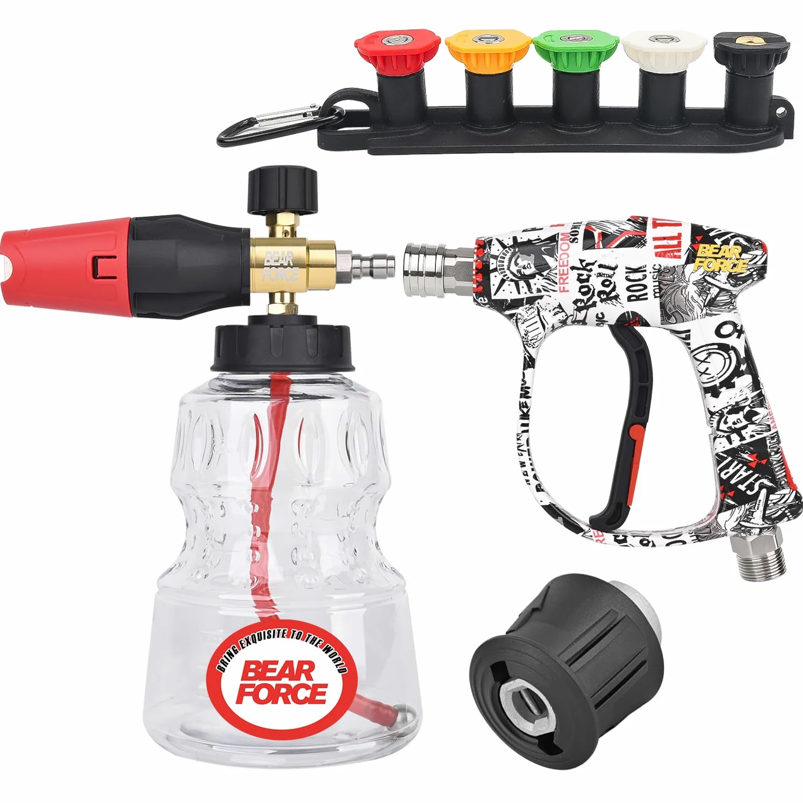 BEAR FORCE Pistolet pulvérisateur pour nettoyeur haute pression M22-ID14 mm et connecteur rapide de 6,35 mm, ensemble de lance à mousse pour lavor, Vax, pour nettoyeur haute pression Elitech, lavage