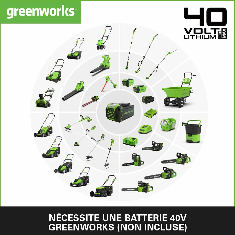Greenworks G40GC Chariot de Jardín Électrique Sans Fil Autotracté, Brouette Électrique, Capacité de 100 KG, 106 L, Fonction de Basculement Facile, SANS Batterie Ni Chargeur 40 V, Garantie 3 Ans