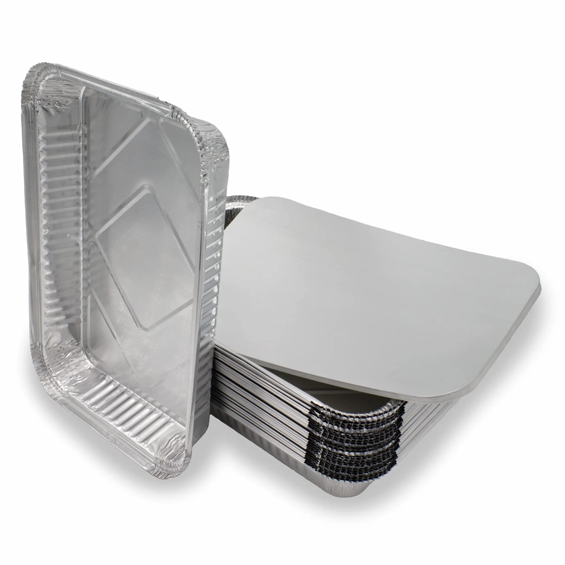 Mamatura Lot de 25 coupelles XL en aluminium avec couvercles 32 x 22 cm 2100 ml