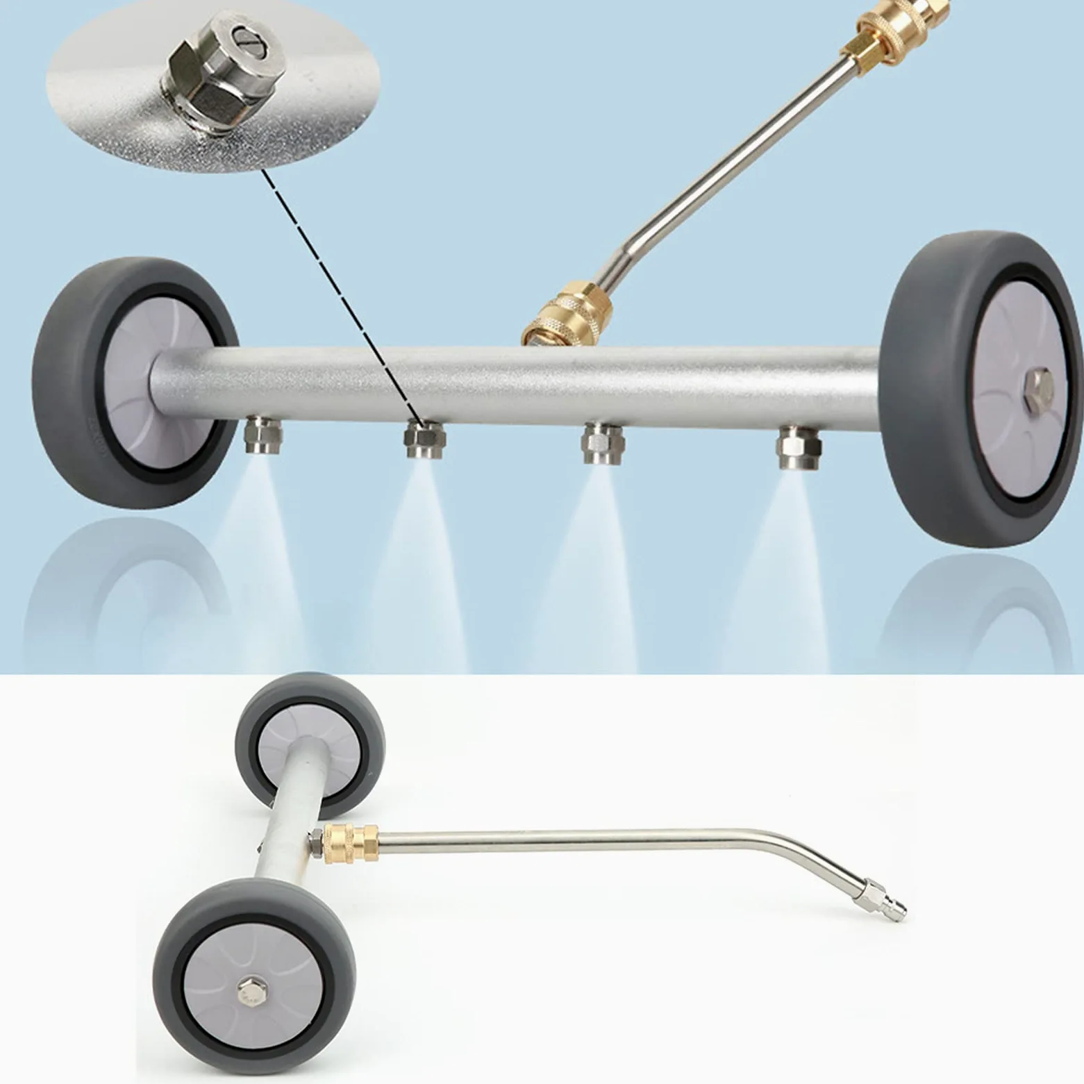 Laveuse à pression sous le chariot, nettoyeur de balai à eau en forme d'éventail, prise rapide 1/4 pour nettoyeur haute pression