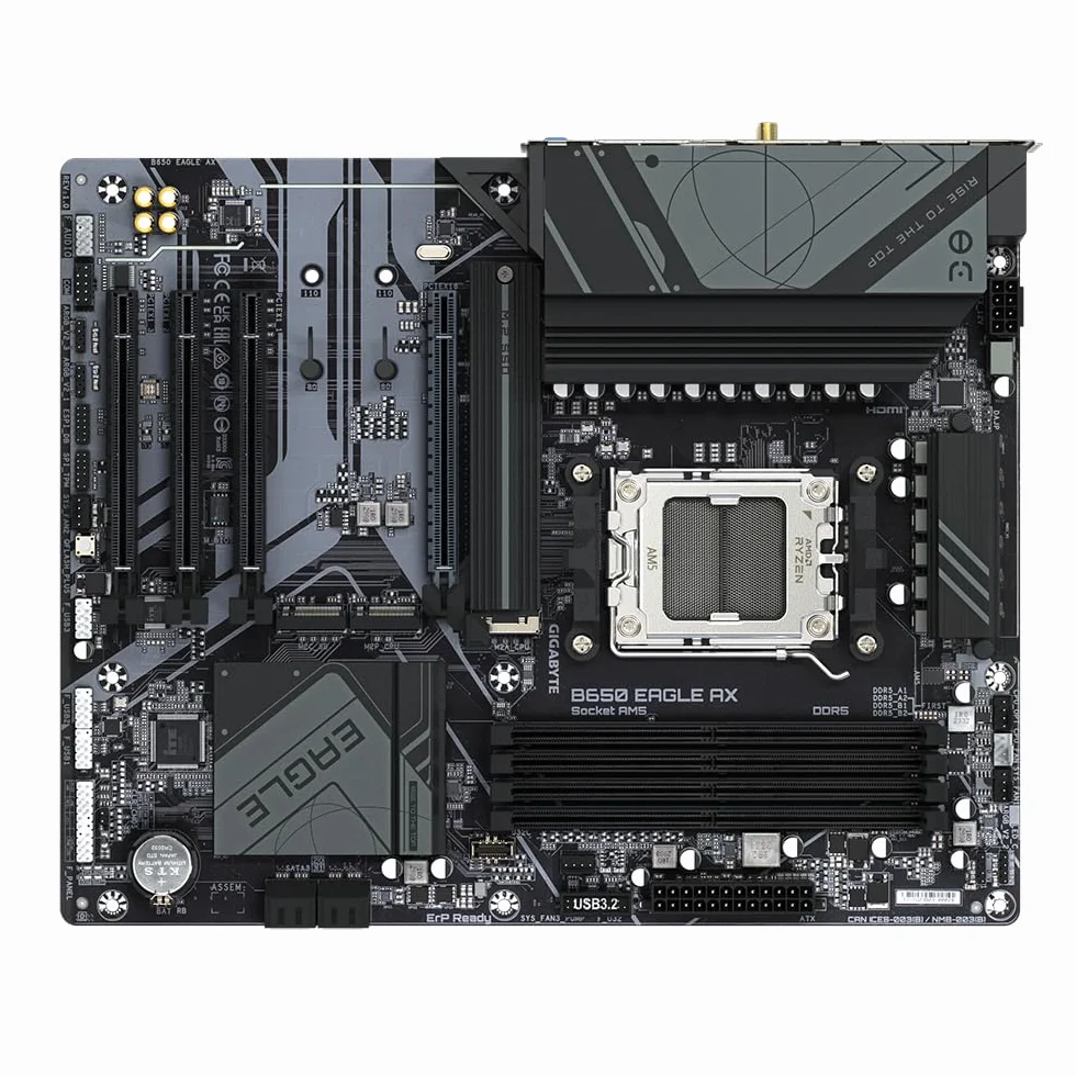 GIGABYTE B650 Eagle AX Carte mère AMD Ryzen série 9000 VRM 12+2+2 Phases DDR5 7600 MHz PCIe 5.0 M.2 WiFi 6E