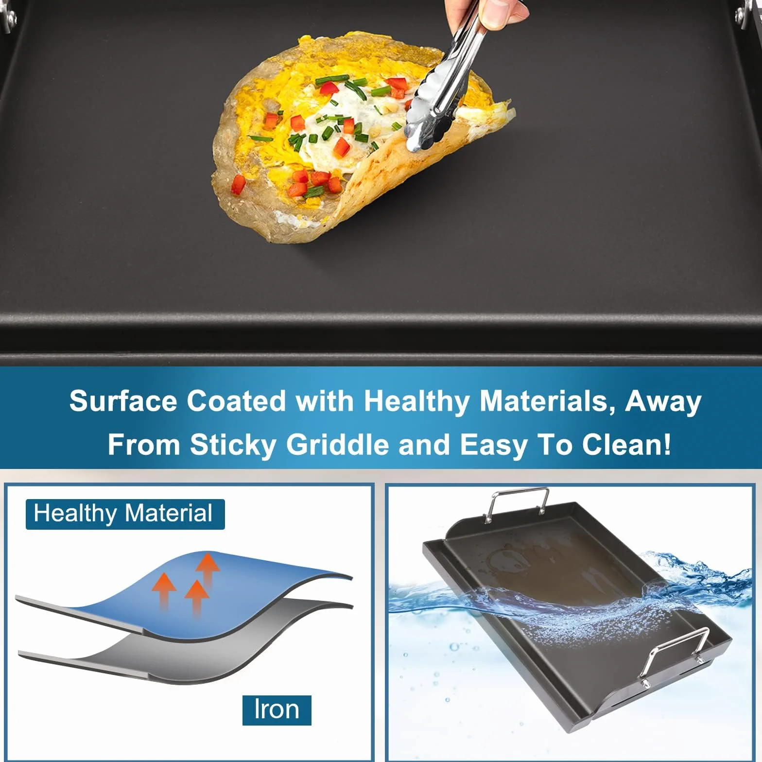 GFTIME Plaque de cuisson universelle 43 x 33 cm antiadhésif pour barbecue gaz charbon électrique