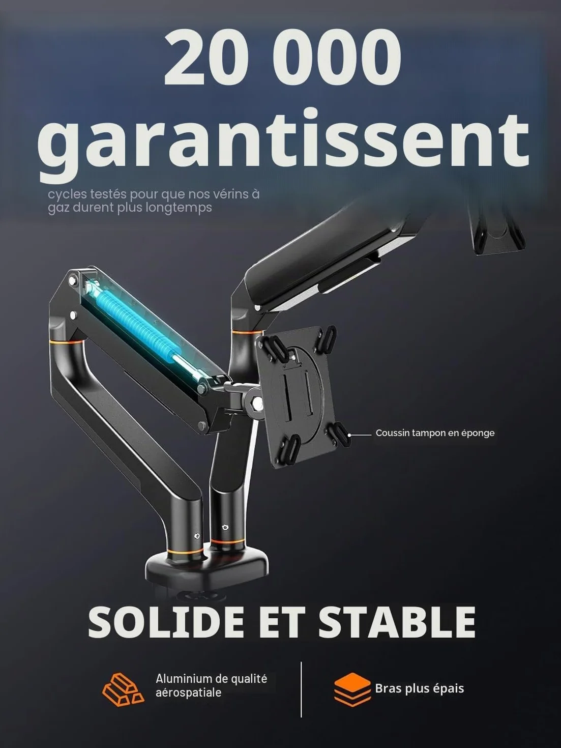 Ibergrif Bras Double Écran PC Support 2 Moniteurs 13-27 Pouces Bras à Gaz Réglable Hauteur Inclinaison Rotation 360° Charge 9 kg VESA 75/100mm